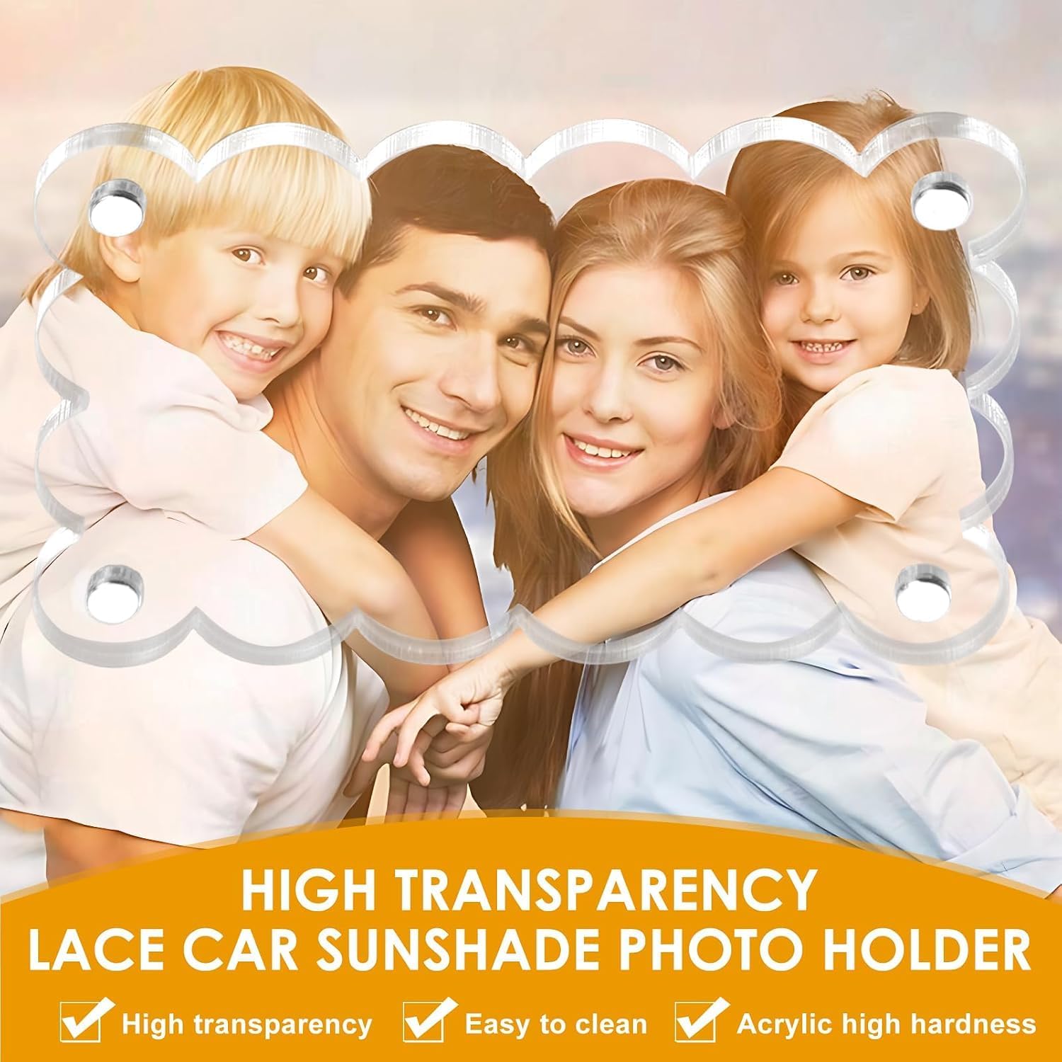 2 Pcs Car Visor Photo Clip,Acrylic Transparent Car Sunshade Picture Frame image 3