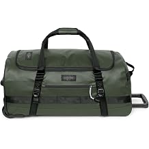 Eastpak Duffel Pack Wheel M 60L Wheeled Duffel with Telescopic Handle, Convertible Backpack Straps, Weatherproof Finish & Gear Loops, Tarp Forest