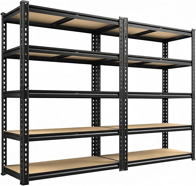 REIBII 2400LBS Shelving Heavy Duty 5 Tier Storage Shelves 2 Pack