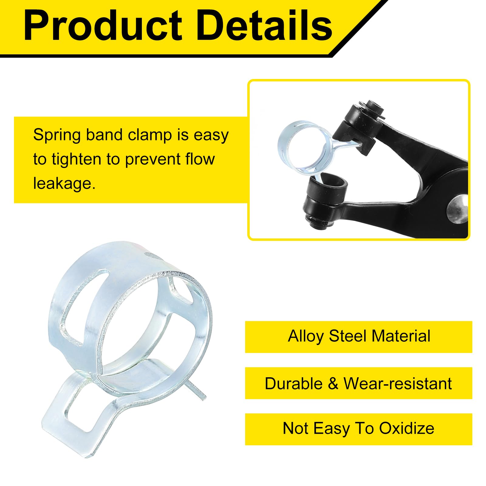 Sourcingmap 15Pcs Spring Band Type Action Fuel/Silicone Vacuum Hose Pipe Clamp - Image 3