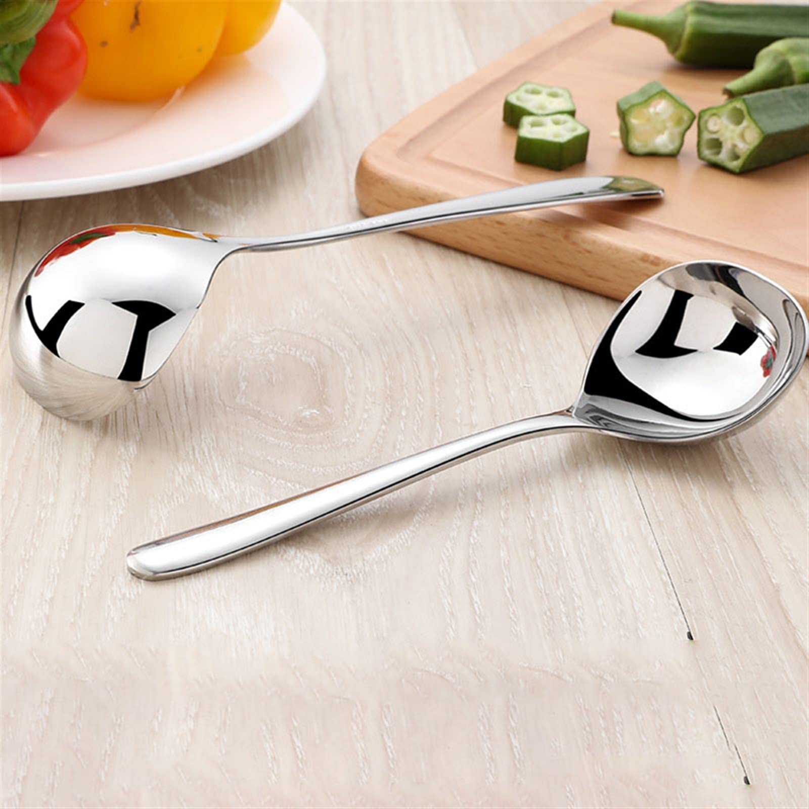 JINGYAN Cuillères à glace Thickened Stainless Steel Long Handle Spoon Ice Cream