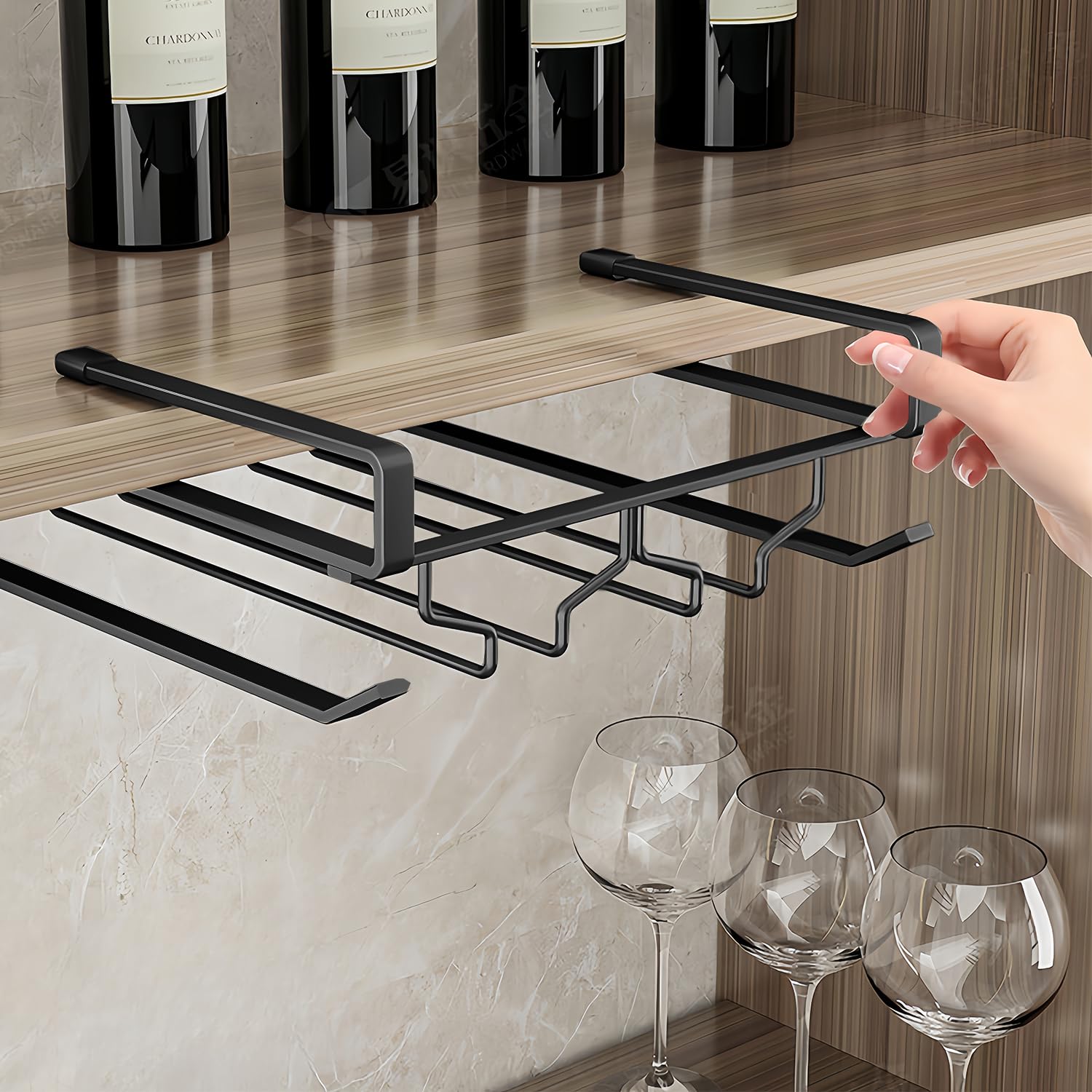 Amazon｜Ubozaw ワイングラスホルダー キャビネット下 脚付きグラス