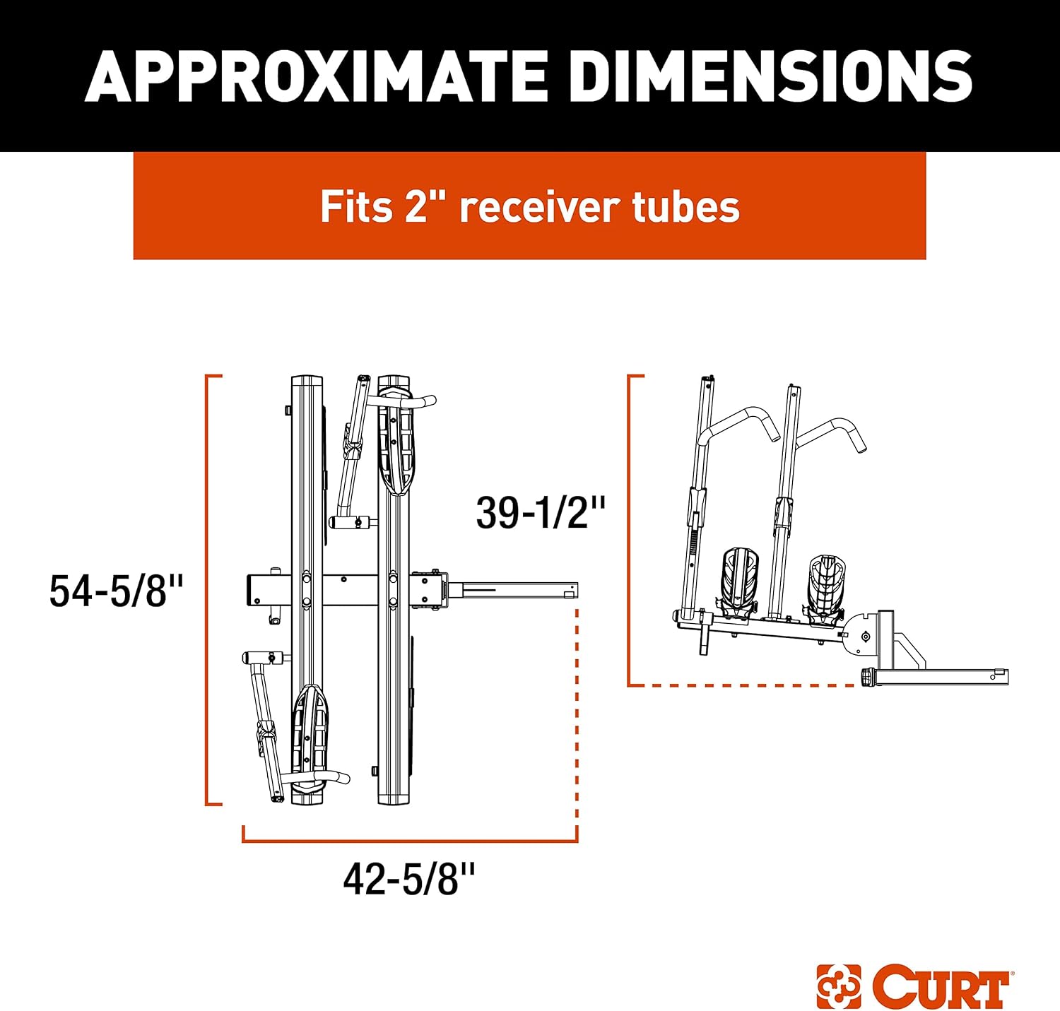 CURT 18088 Aluminum Tray-Style Platform Bike Rack Hitch Mount, Fits 2-Inch Receiver, 2 Bicycles