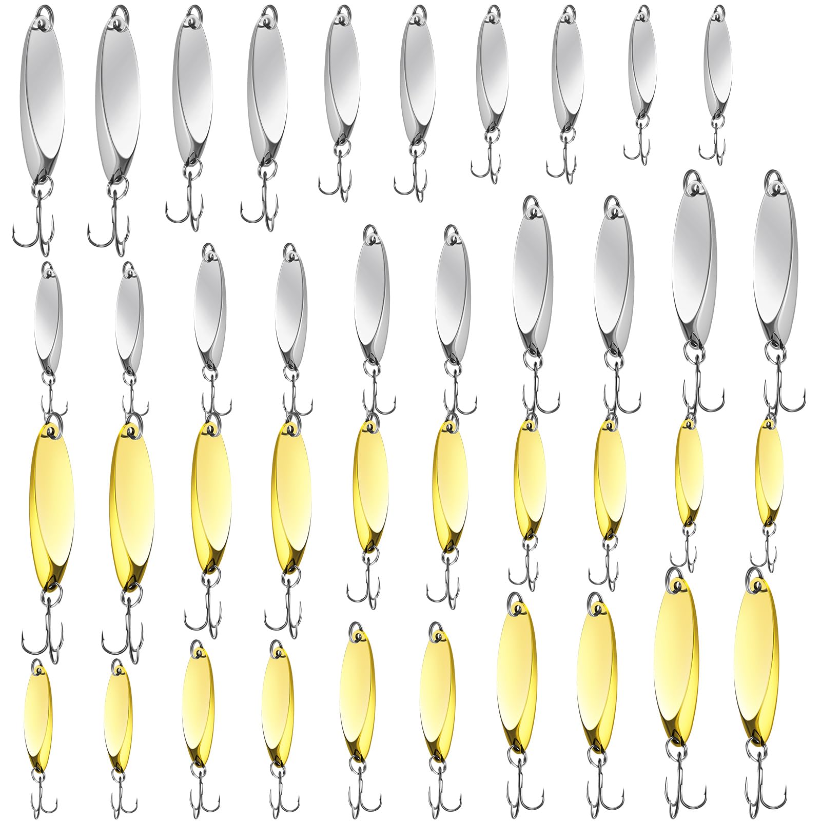 HESTYA Fishing Lures Spoons Fishing Metal Saltwater Treble Trout Lures Hard Metal Spinner Baits 5 Sizes Casting Spoon Hooks for Salmon Bass