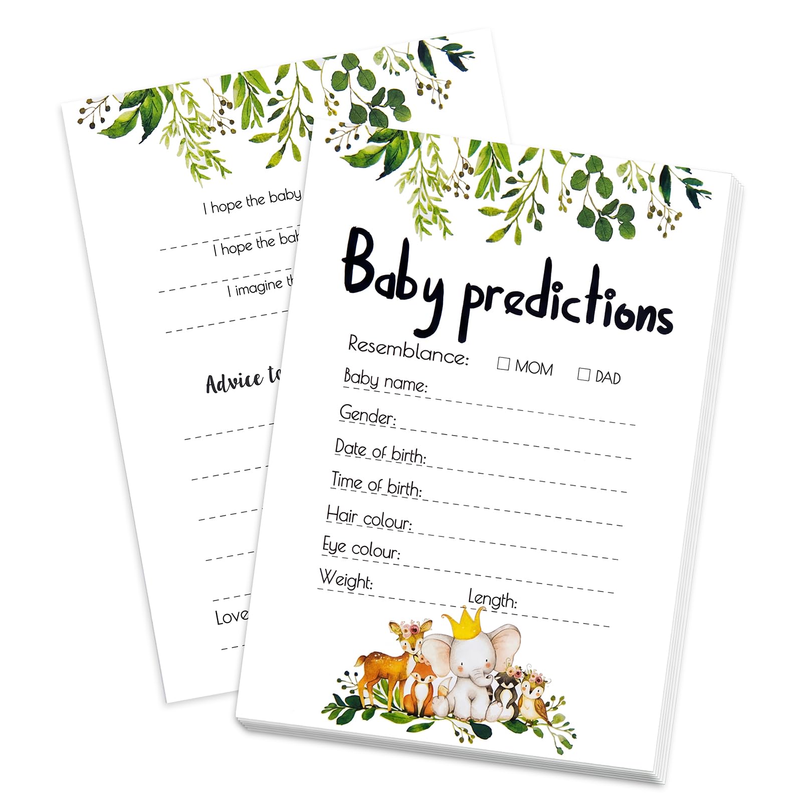 30 PCS Baby Predictions Advice Cards for Baby Shower Gender Reveal Games for Guests Fill-In-The-Blank Advice Wishes for