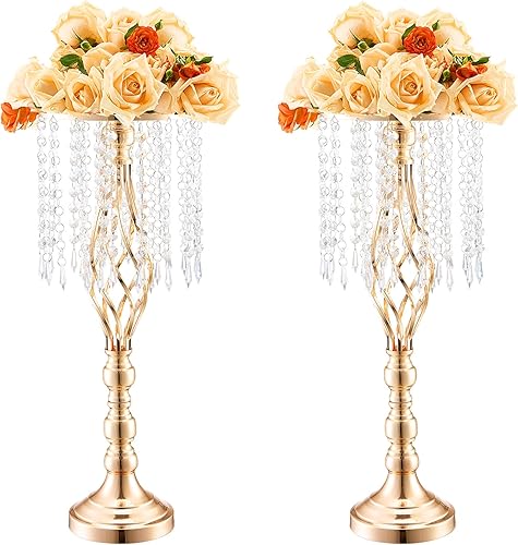 Vista 17 de VEVOR Centro de Mesa de Boda de Metal Dorado, Candelabro, 20 Piezas 58cm/22.83