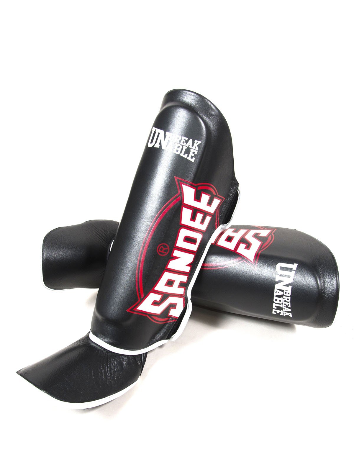 Sandee Cool-Tec Black, White & Red Synthetic Leather Boot Shinguard-KIDS