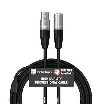 PRORECK 3FT Stereo Microphone Cable XLR Male to XLR Female, Neutrik Rean Connectors, 24 AWG, Ideal for Stage, Studio, and Live Sound ApplicationsPRS-XLRM-XLRF/3FT