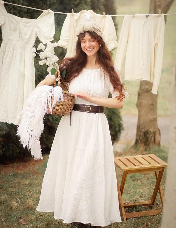 Renaissance Dress Women Fairy Peasant Medieval Costume White XL by Scarlet Darkness - Used condition - Image 3