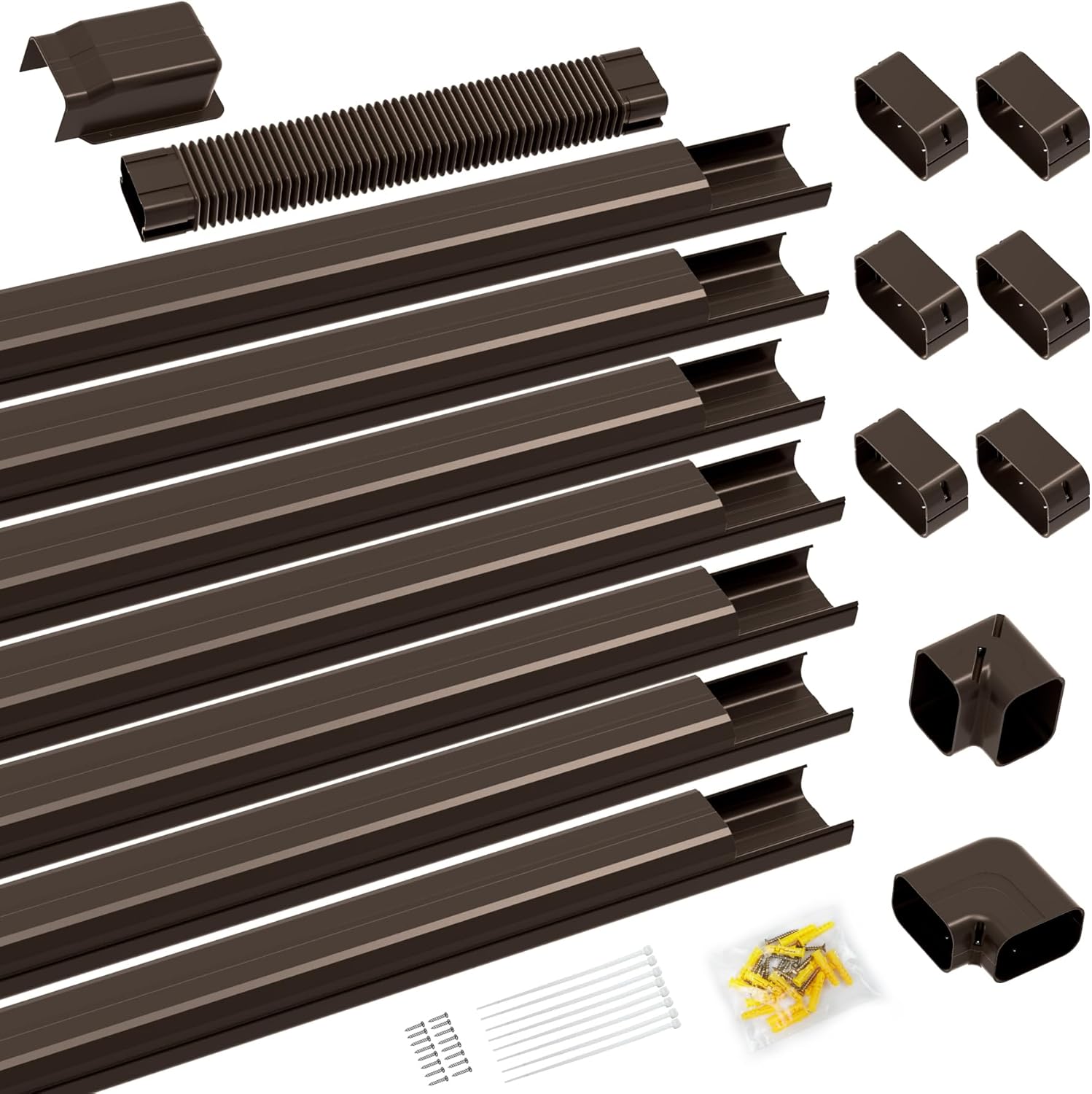 Mxclimate 4in 25ft PVC Line Set Cover Kit for Mini Split and Central Air Conditioners,AC Heat Pump Systems,Decorative Tubing Pipe Covers. Brown Brown 4in 25ft