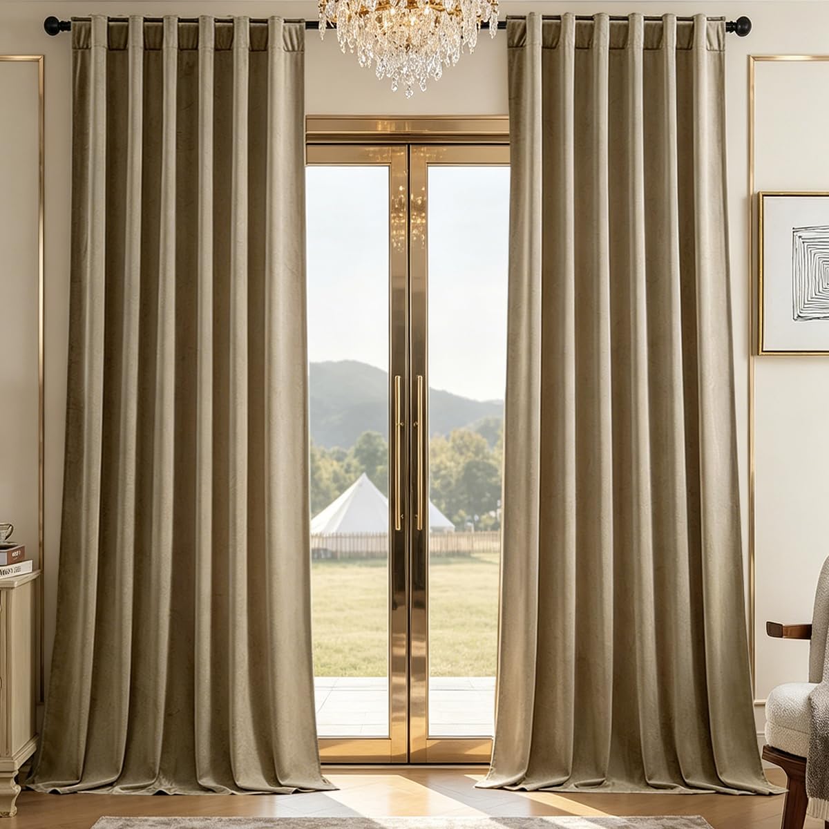 Timeper Velvet Curtains 90 Inch Light Blocking Curtains for Bedroom Living Room Thermal Insulated Luxury Super Soft Window Curtains Tabs Back and Rod Pocket, W 52 x L 90 Inch โ image 1