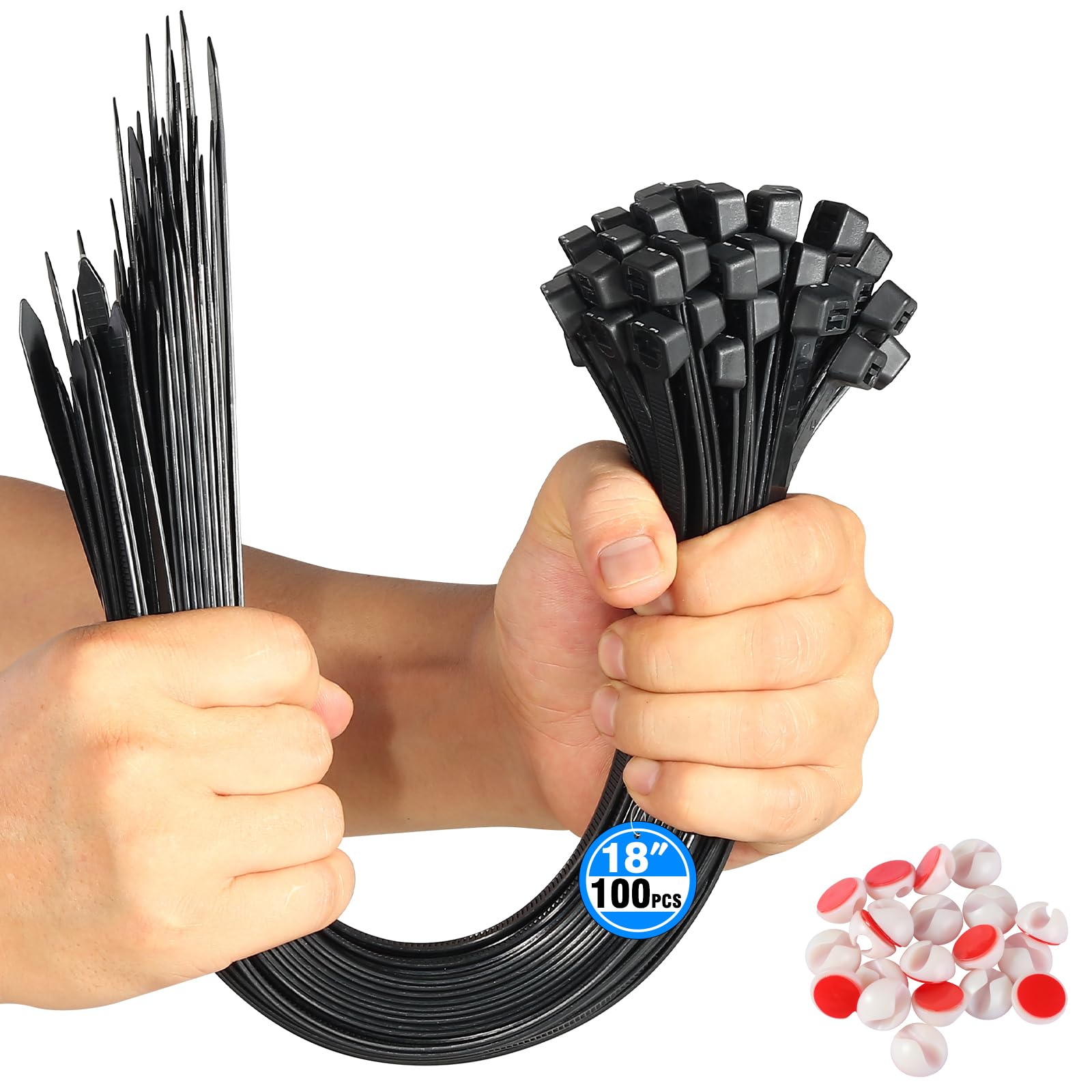 Minlna Cable Ties Heavy Duty, 450mm x 9mm Long Zip Ties, Pack of 100