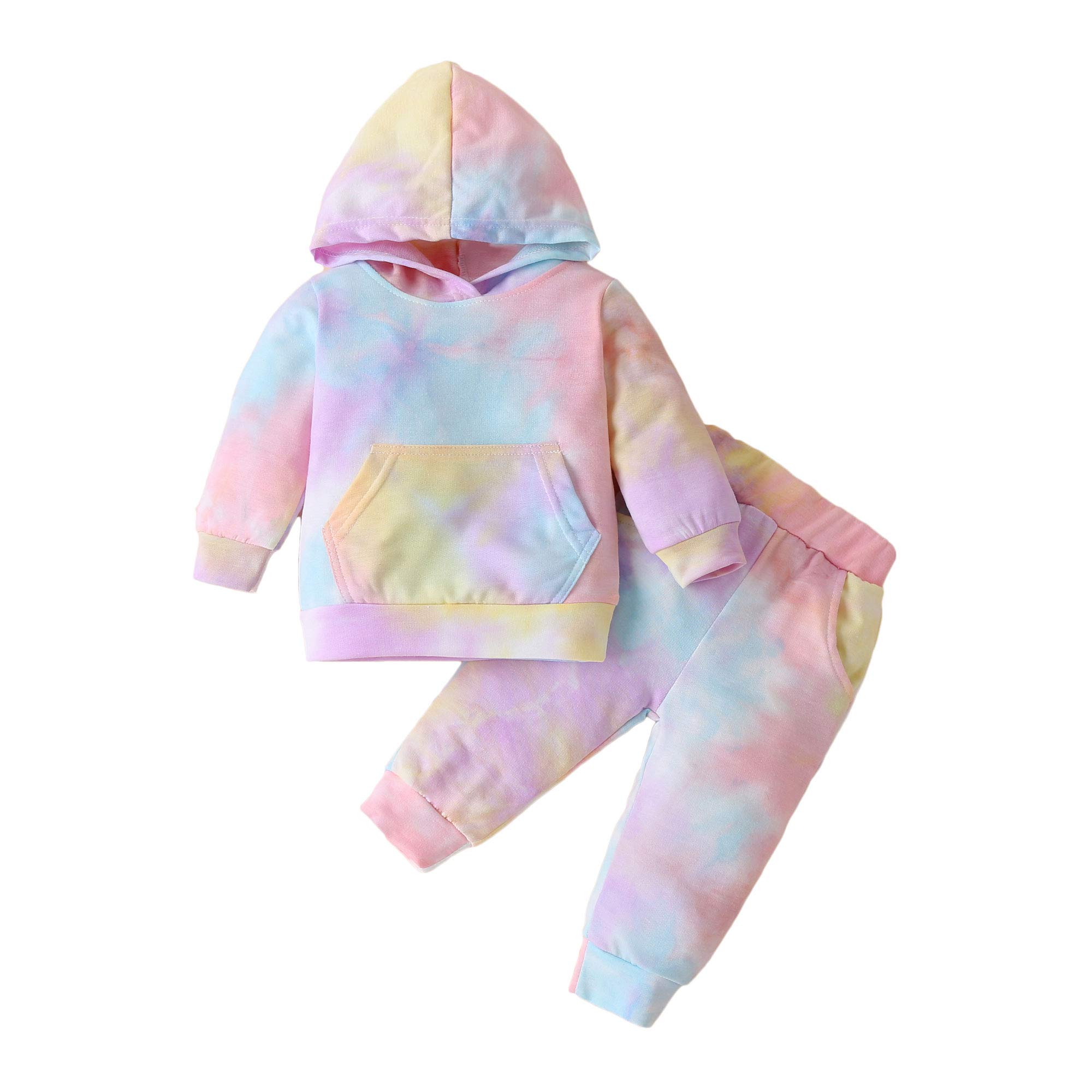 Sudadera para recién nacido, bebé, niña, traje batik, sudadera con capucha, parte superior, pantalón, conjunto de 2 piezas para otoño e invierno