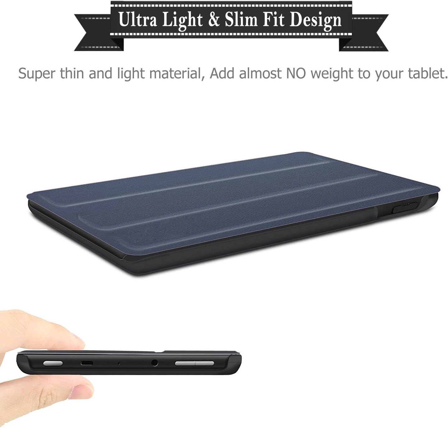 Fire HD 8 Case - Zerhunt Ultra Light Slim Fit Protective Cover with Auto Wake/Sleep For Fire HD 8 Tablet (2017/2016 Release,7th/6th Generation) Blue