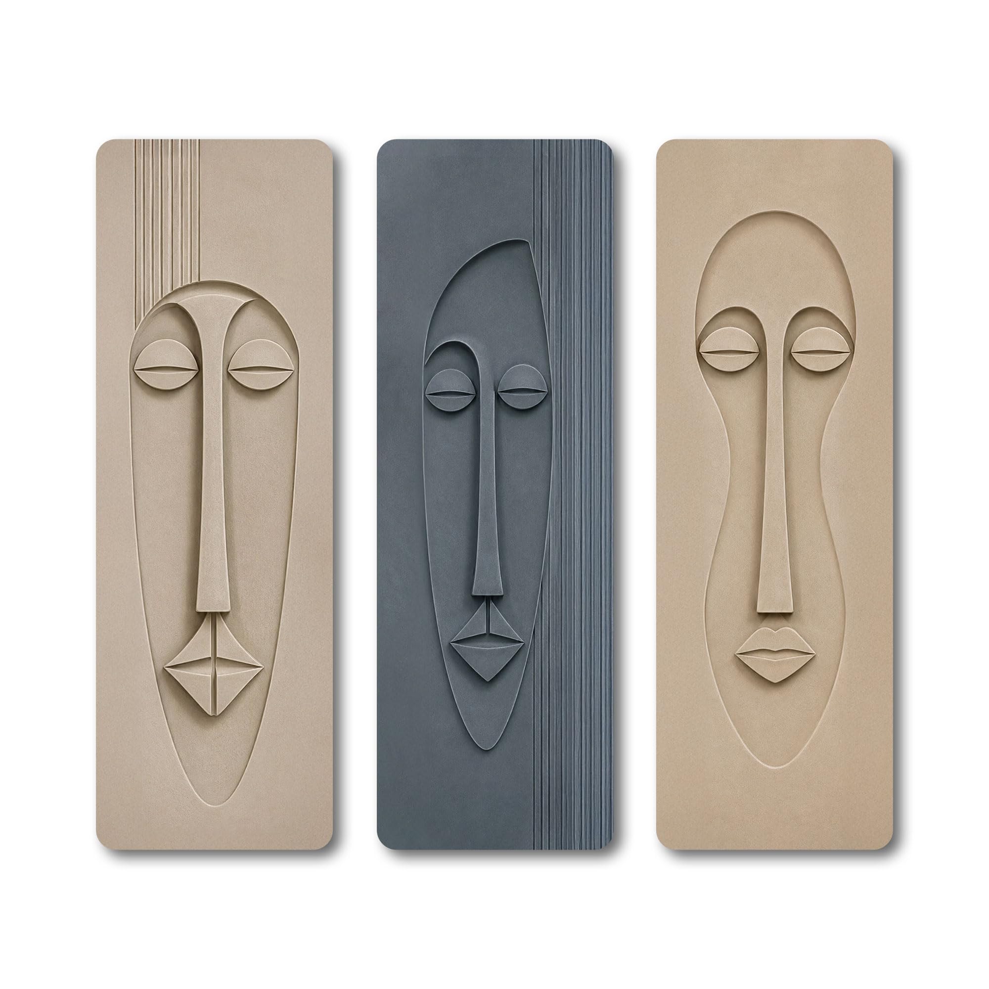 The Castle Decor Abstract Face Wall Art Set of 3 for Home Decor | MDF Wooden Wall Painting with Black Painted Edges | Modern 3D Look Face Wall Decor for Living Room, Bedroom & Hall | (multicolour3, 36x40 Inch)-image-22