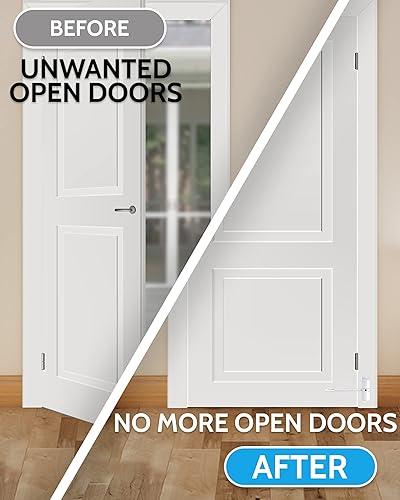 Miniatura 5 de Skywin Cierrapuertas  Paquete de 2 bisagras grandes de cierre de puerta blanca para cierre automático con muelle de seguridad, cierrapuertas para el