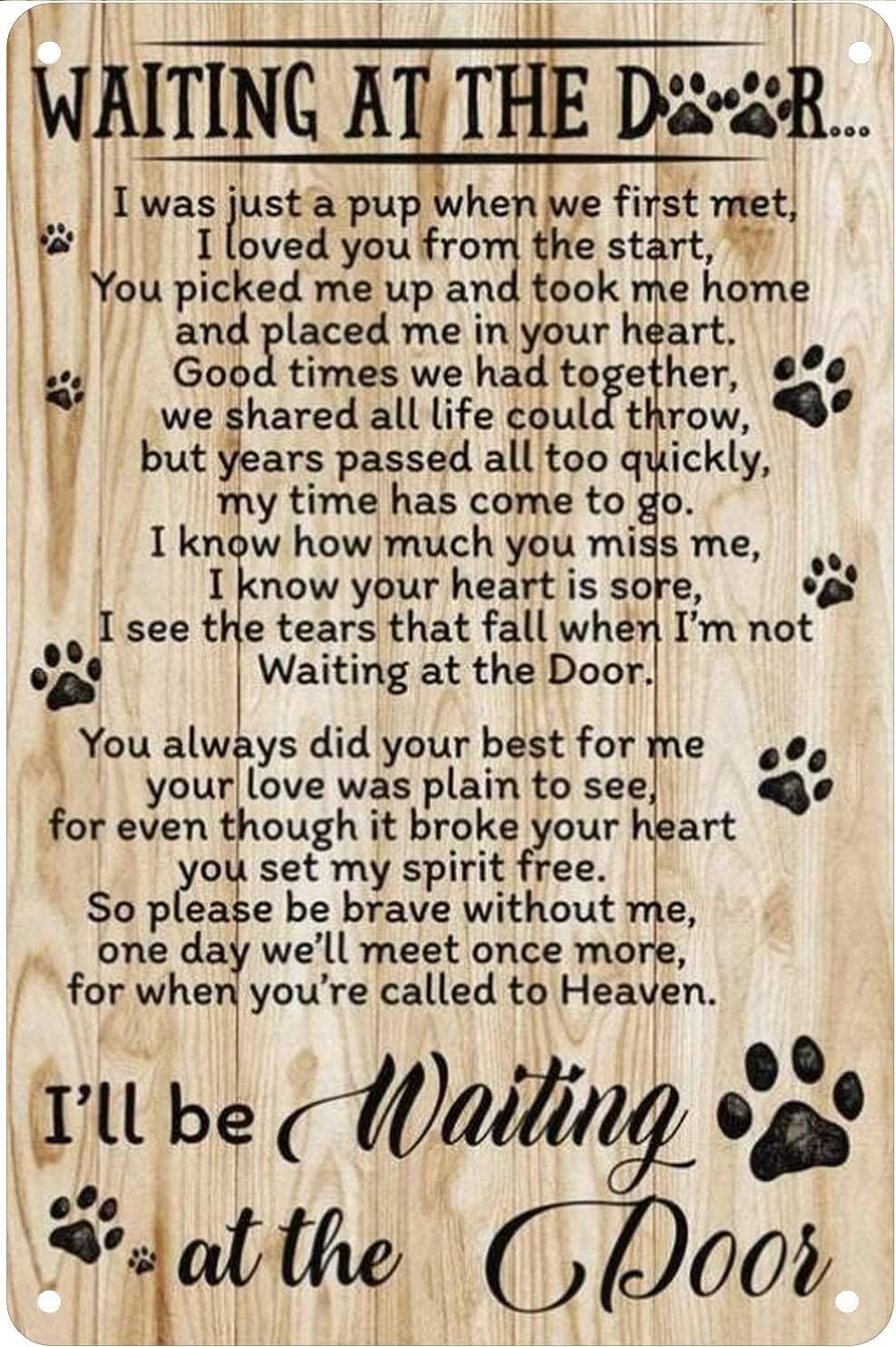 I’ll Be Waiting At The Door Dog Retro Metal Tin Sign Vintage Aluminum Sign For Home Decor Room Metal Decor 8x12 Inch
