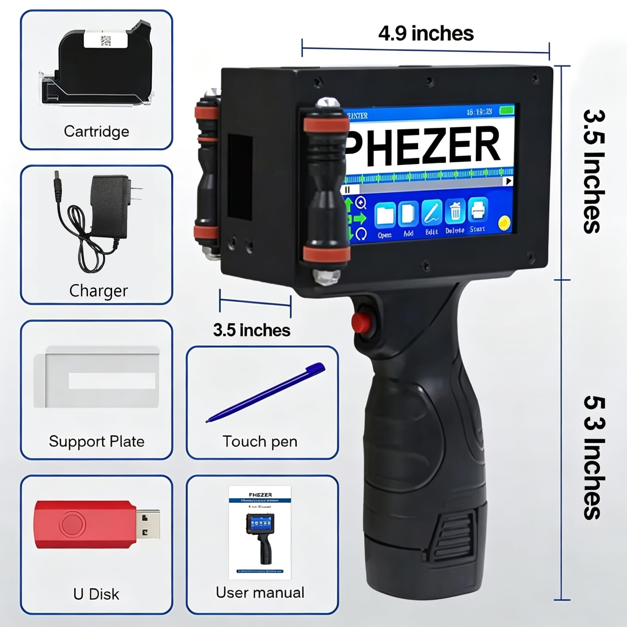 Stampante a getto d'inchiostro portatile P16-1, altezza di stampa 1 pollice, cartuccia solvente 72 ml, codifica intelligente