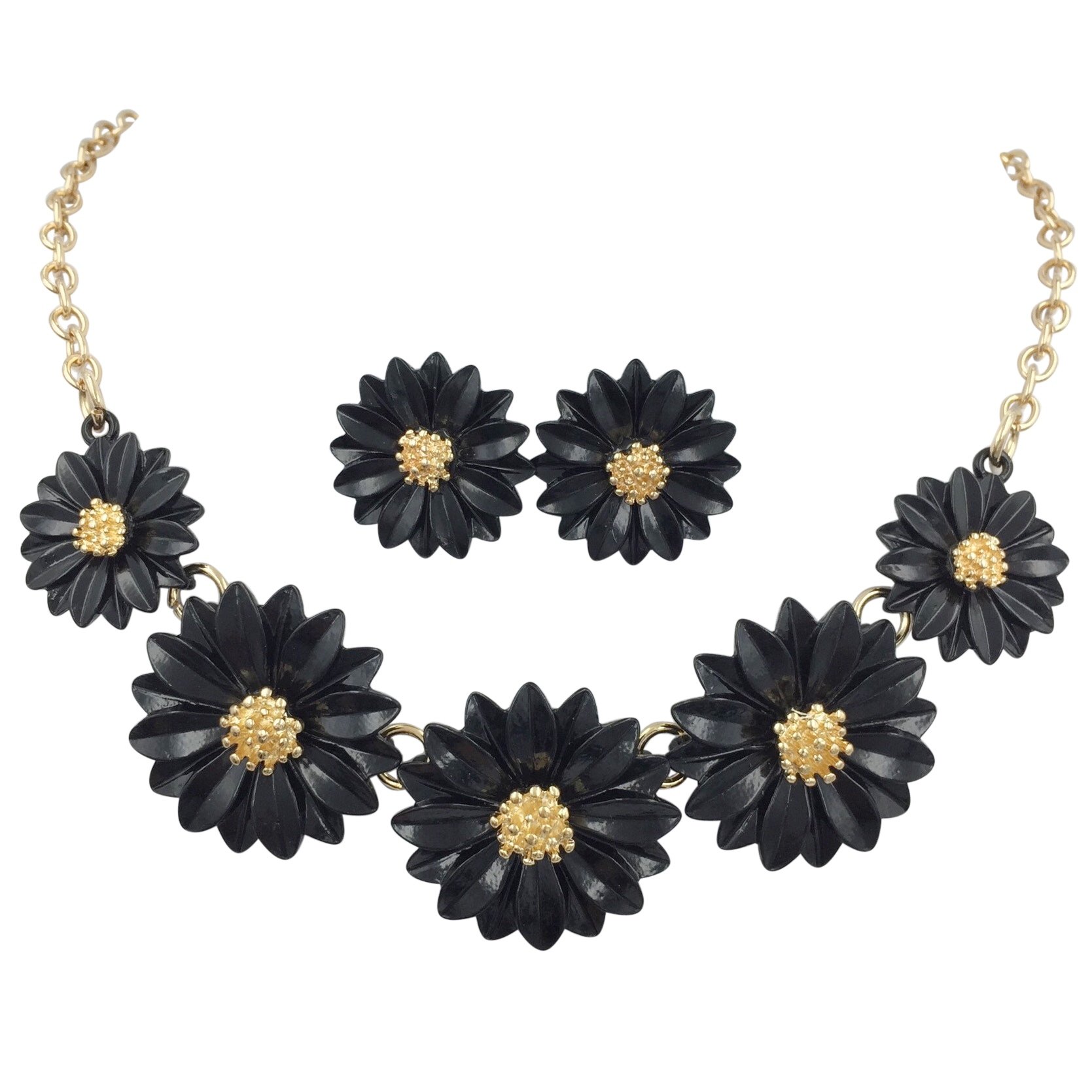 Gypsy Jewels Daisy Flower Cluster Boutique Statement Necklace & Earrings Set