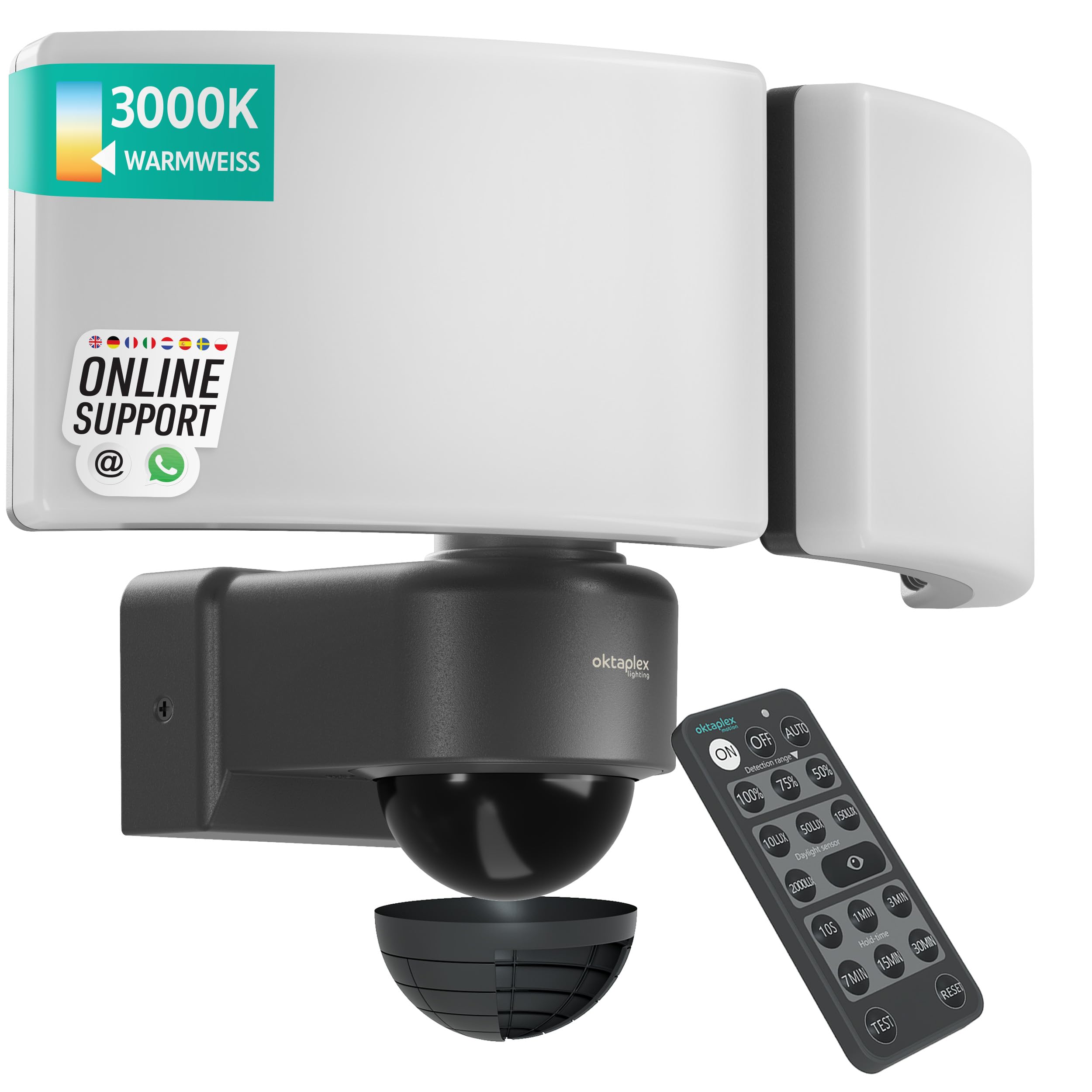 Oktaplex Cali projecteur LED extérieur avec détecteur et télécommande