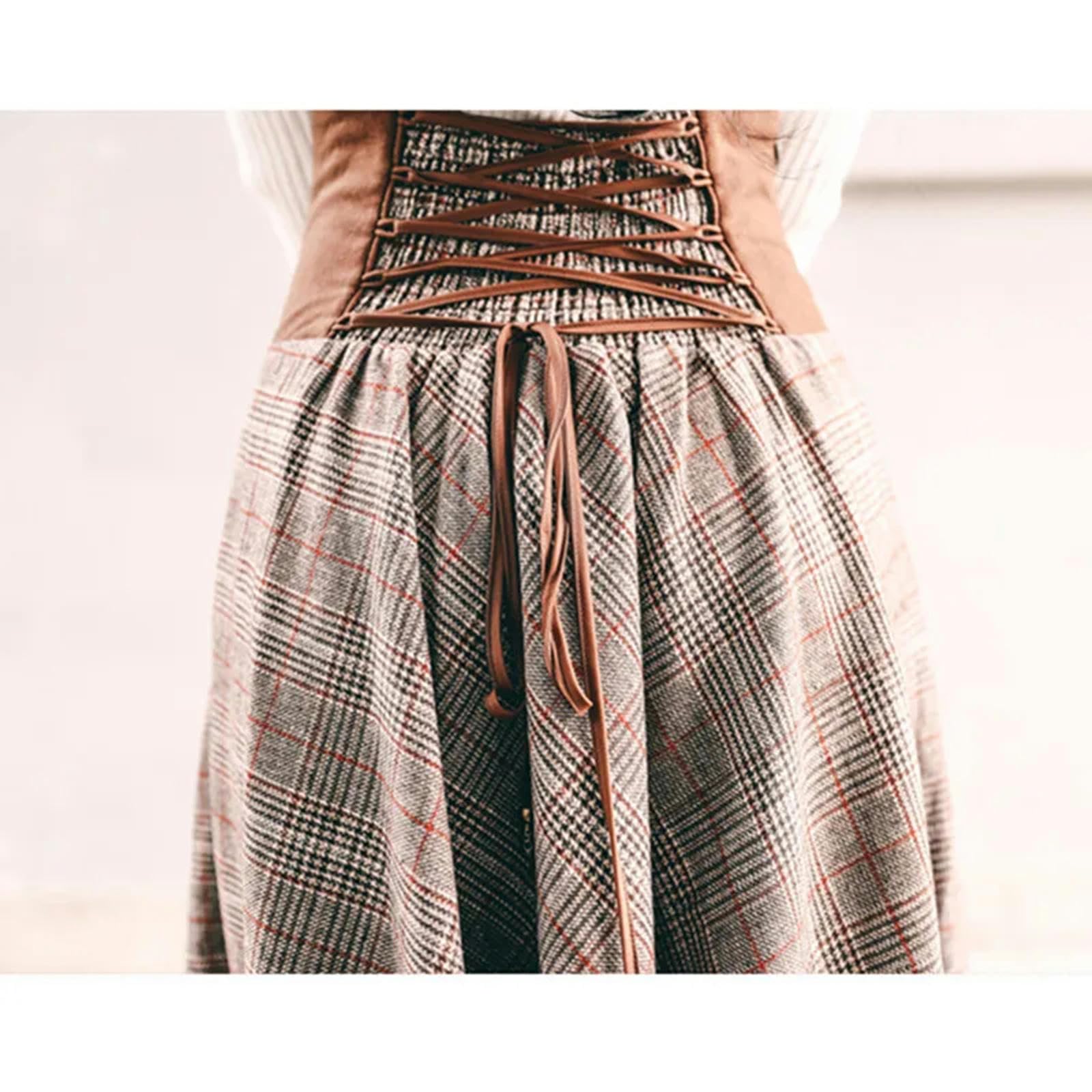 Spódnica elegancka vintage z wysokim stanem guzik design z tyłu koronkowa spódnica damska jesień zima gruba linia A długa spódnica maxi