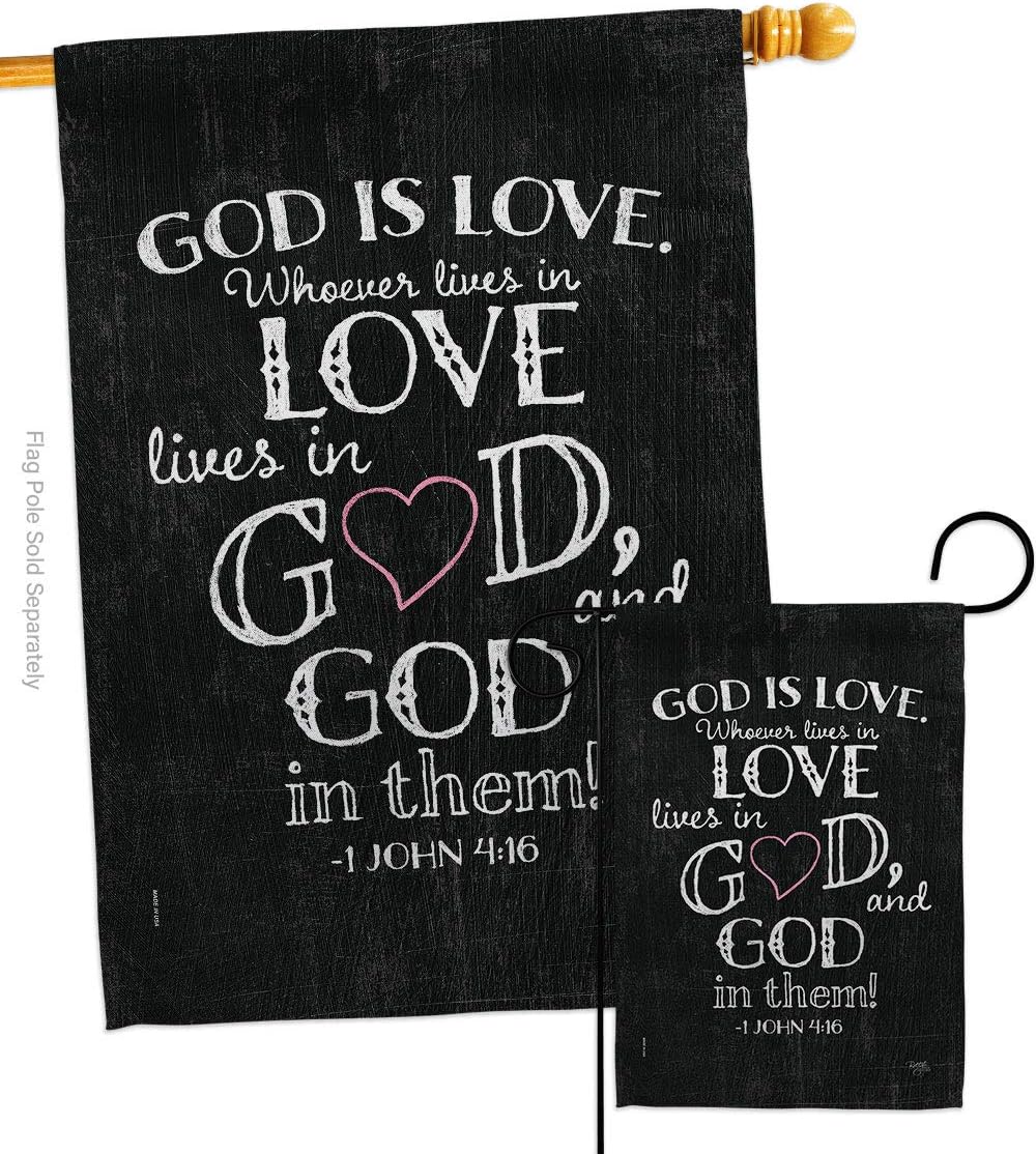 Breeze Decor God is Love Garden House Flag Set Religious Bible Verses Bless Faith Thank Hope Pray Christian Religion Decoration Banner Small Yard Gift Double-Sided, Made in USA