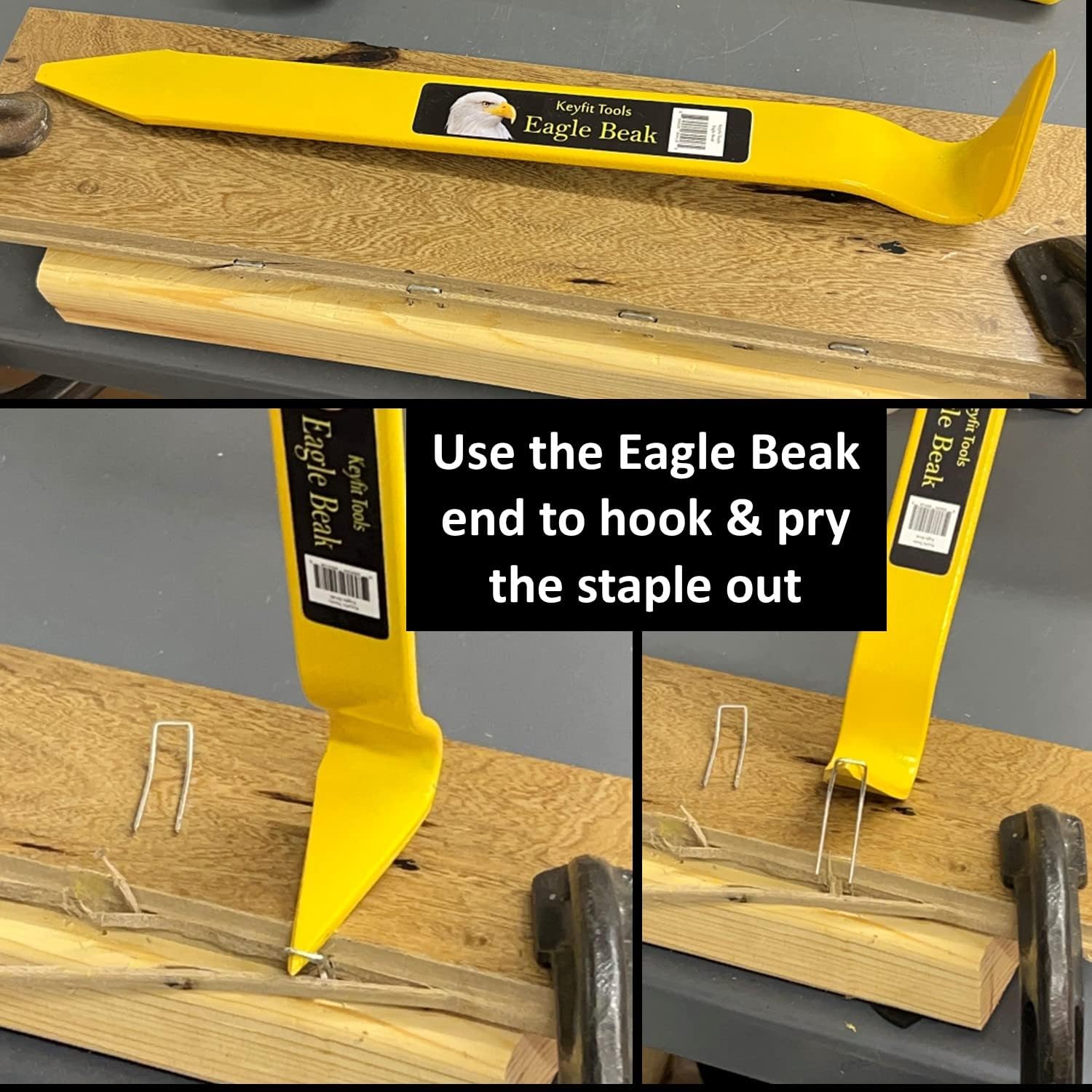 Keyfit Tools Eagle Beak Hardwood Flooring Staple Remover Puller Tool Siding Puller for 16, 18 gage 2" Fence Staples Compatible with Bostitch & All Brands of Installation Construction Nailers