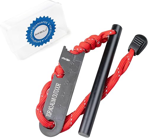 Herramienta de supervivencia de arranque de fuego, kit de arranque de fuego de barra ferro y multiherramienta de mochilero, acero de fuego, barra de