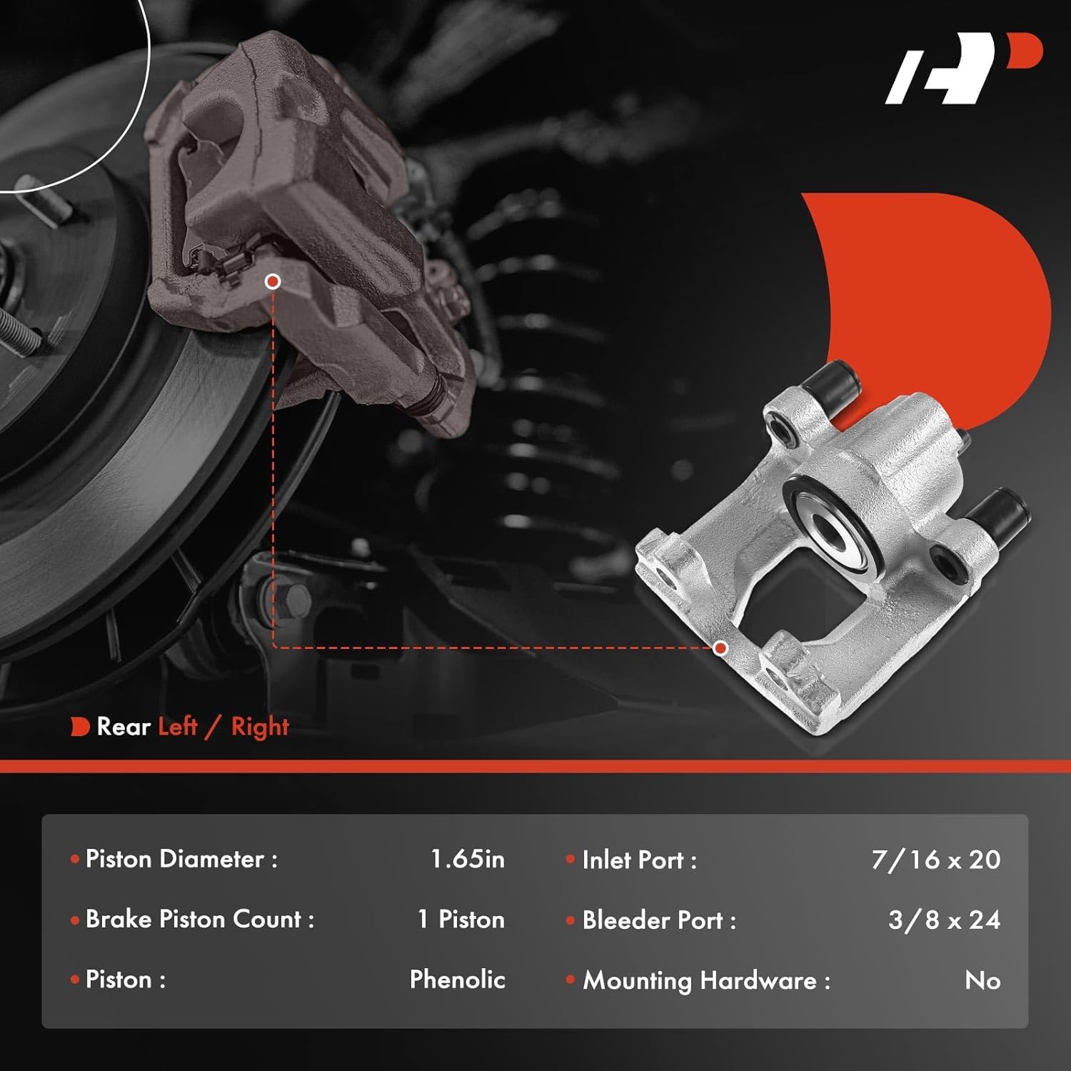A-Premium Disc Brake Caliper Assembly Without Bracket Compatible with Select Chrysler, Dodge and Plymouth Models - Town & Country, Caravan, Grand Caravan, Grand Voyager, Voyager - Rear Side