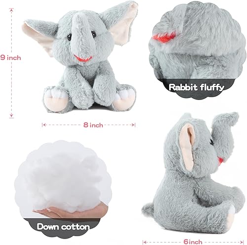 Miniatura 6 de ZGXIONG Elefante de peluche de elefante de peluche gris, lindo juguete de elefante de peluche, regalos para mujeres, elefantes, animales de peluche
