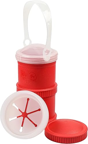 Re-Play Hecho en Estados Unidos - 2 recipientes para aperitivos para niños con 3 tapas de almacenamiento de plástico, 1 tapa de silicona para