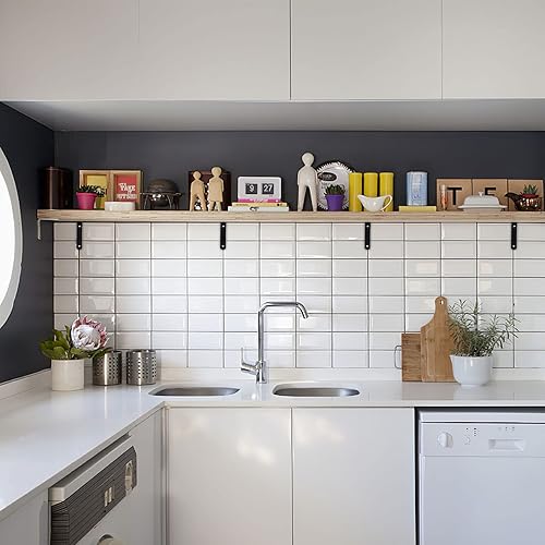 Miniatura 6 de 8 soportes de estante en L color negro, soporte de esquina de acero resistente de 5 pulgadas4.843 x 3.150 x 0.138 in, soporte de ángulo de