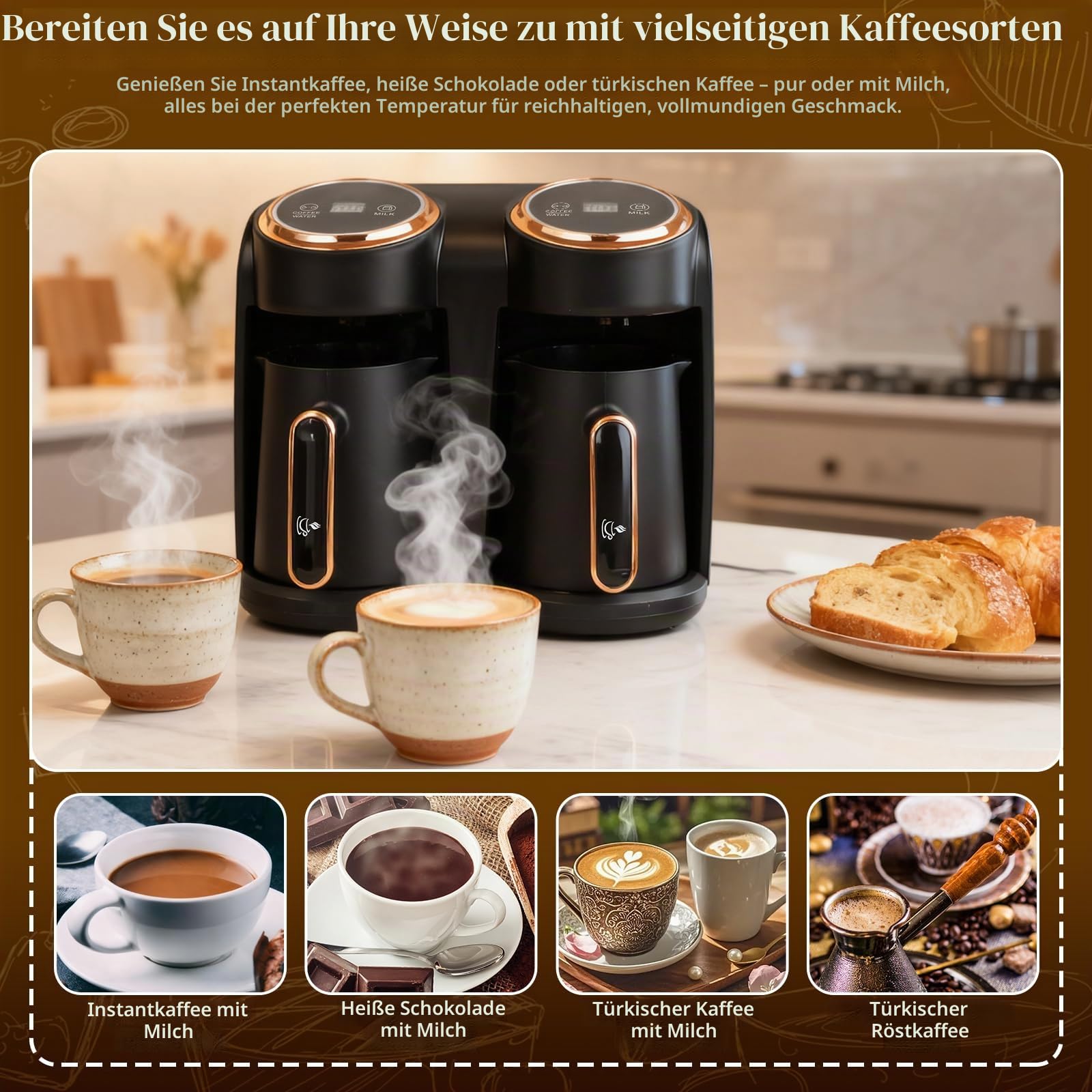 Türkische Kaffeemaschine, 600W+600W Türkische Kaffeekanne