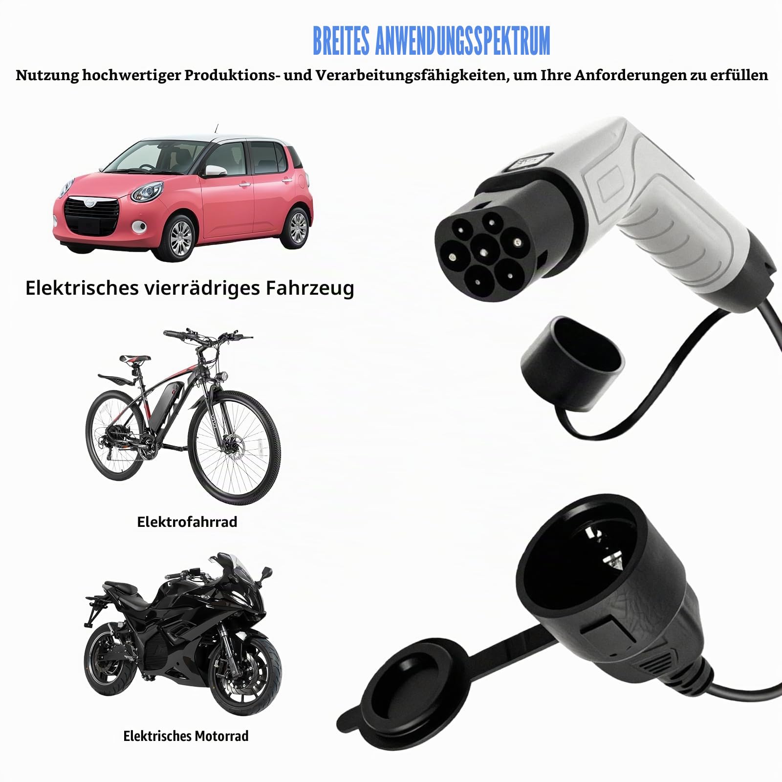 Typ2 Auf Schuko Adapter, Elektroauto Ladestecker, 3.5kw 16A Adapter 0.5m 220V typ 2 Ladekabel für EV, e Scooter,e Roller (Nicht für V2L) Wasser Staubdicht
