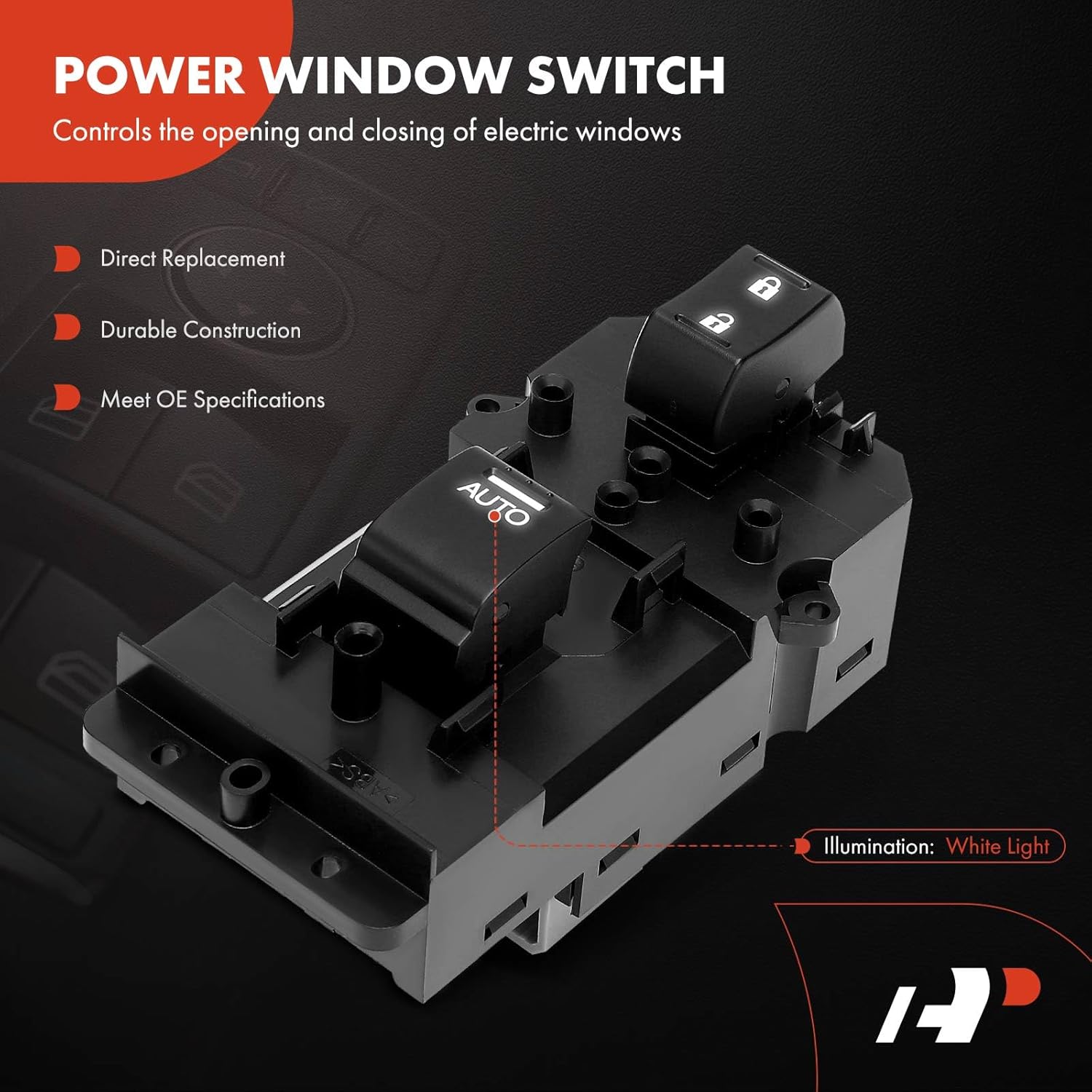 A-Premium Power Window Switch Compatible with Honda Accord 2014 2015 2016 2017, Front Right Passenger Side, Replace# 35760T2AA01