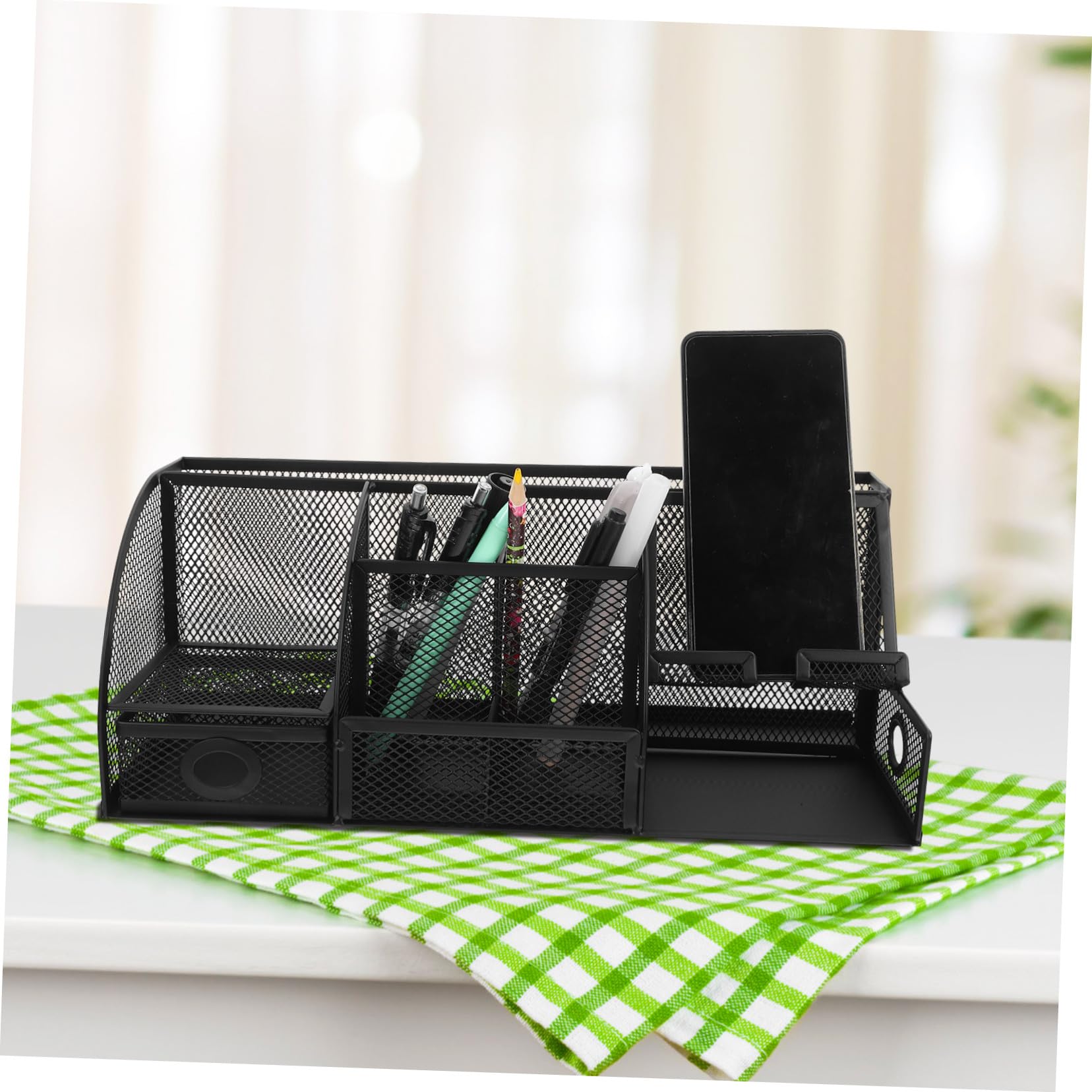 GALPADA Eisen Stiftehalter Schwarzer Tischorganizer für Bürobedarf | Modernes, Schlankes Design, Platzsparende Aufbewahrung für Make Up und Schreibtischutensilien