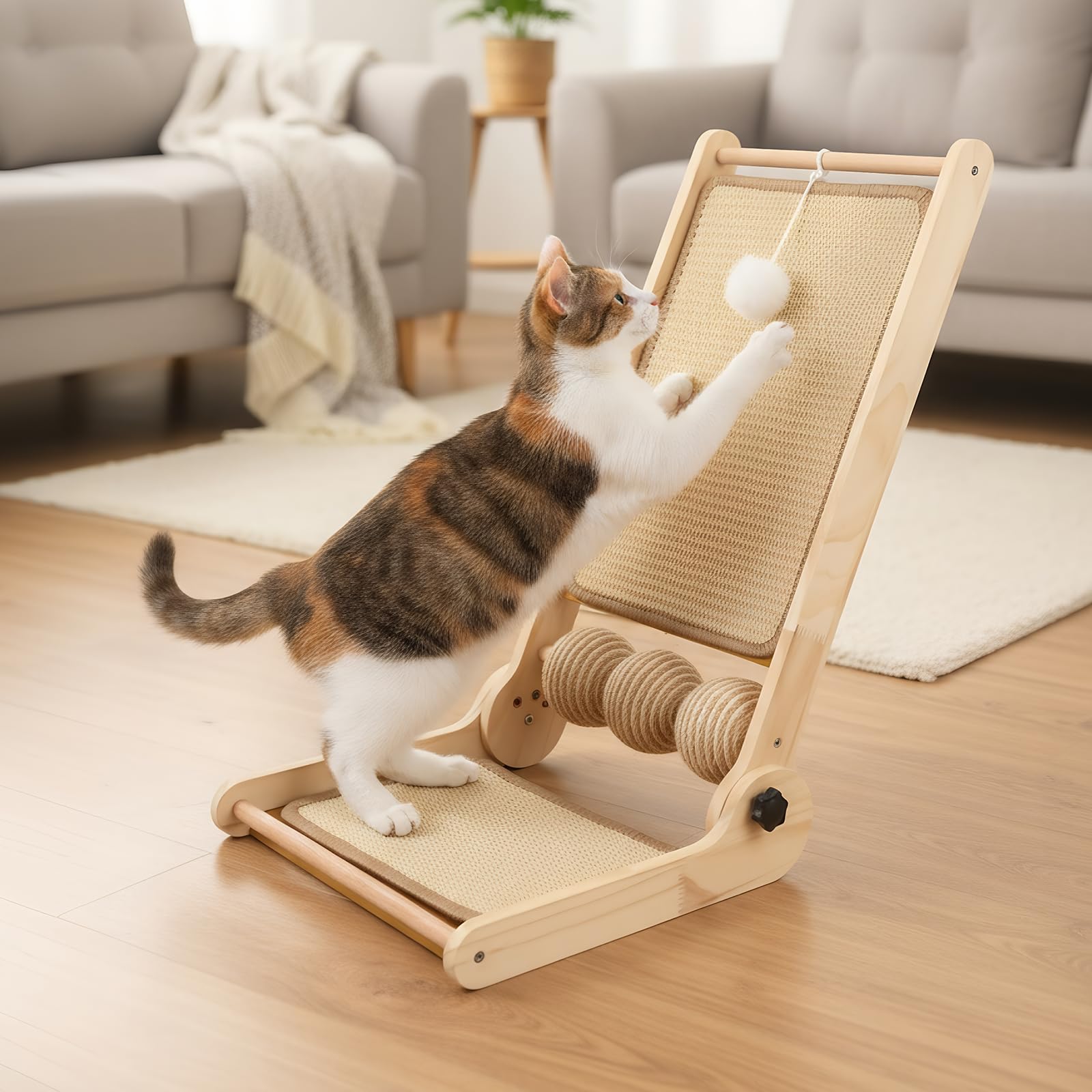 Griffoir en sisal pour chat anti griffures meuble montage facile 59 cm