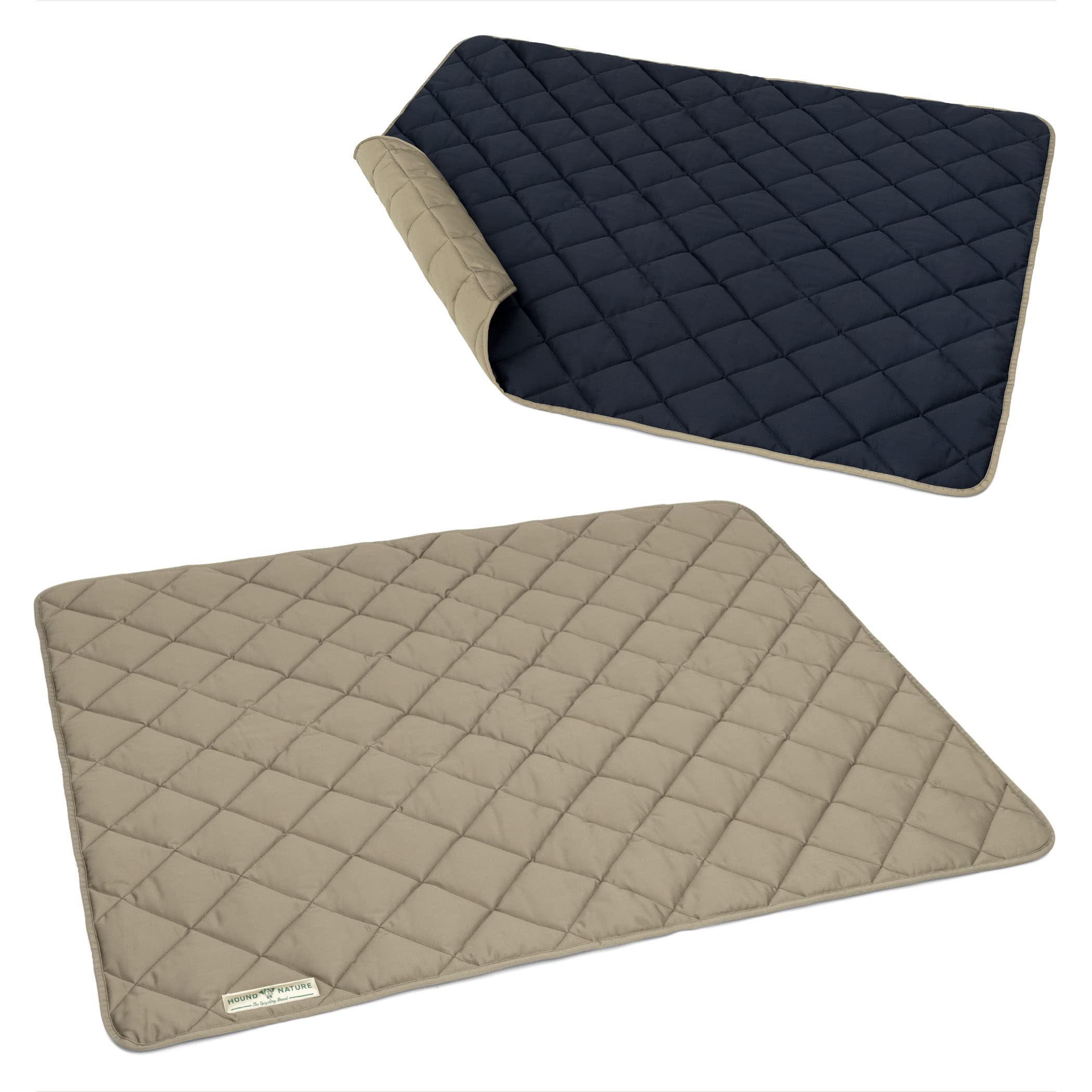 Hound & Nature Davos - Manta para perros ecológica, suave, lavable, manta térmica acolchada, higiénica, resistente y sostenible (XL – 120 x 100 cm, gris topo/azul)