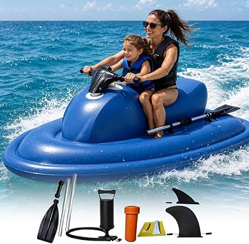 Upgraded 2-Person Inflatable Jet Boat, 500w/ 700 w Brushless Electric Water Surf Boat, Inflatable Foldable Motorboat, Water Inflatable Boat Motorboat 500W10A