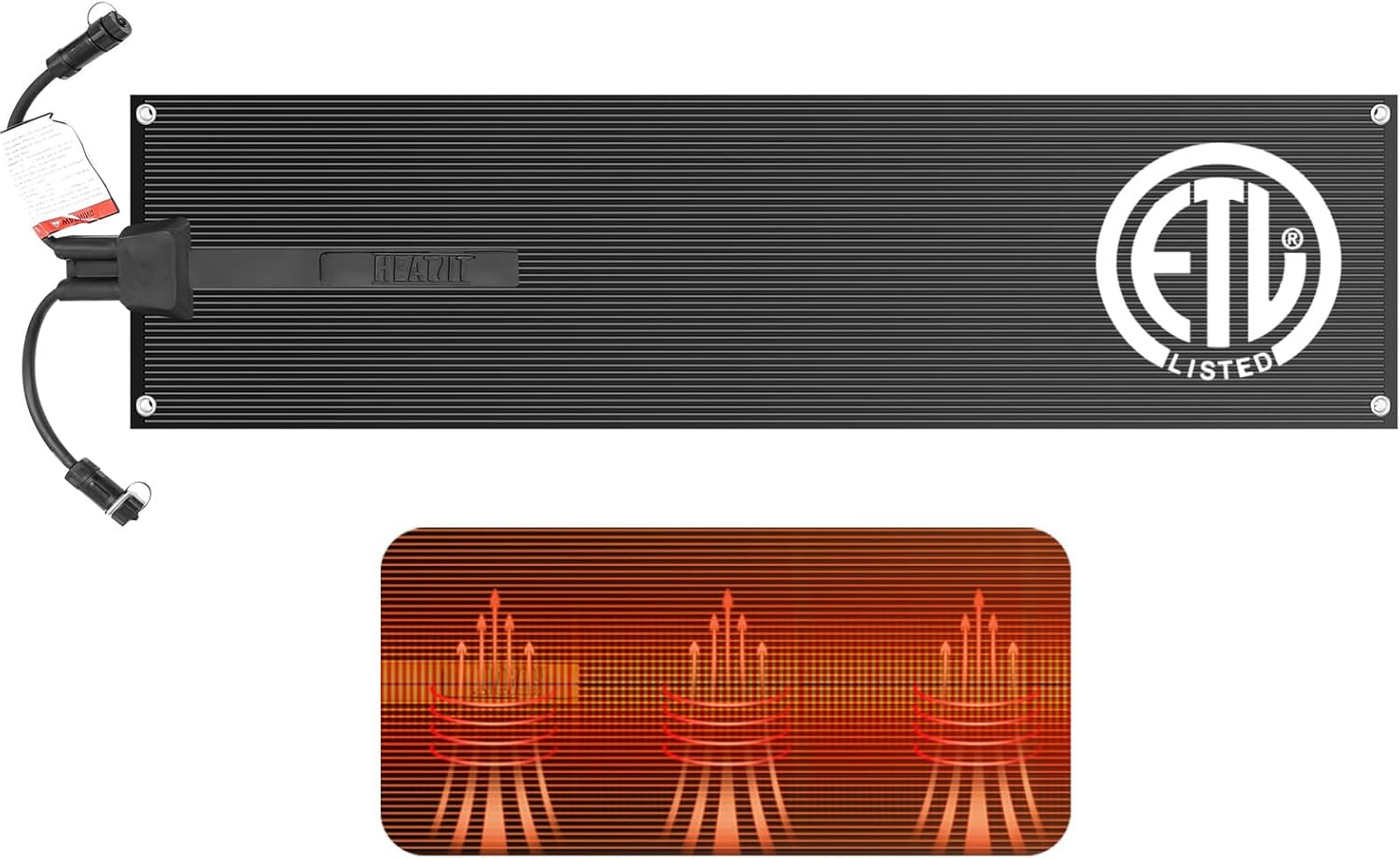 HEATIT Heated Snow Melting Mats, Heated Outdoor Rubber Mats for Stairs, Snow Melting and Ice Melting Mats for Sidewalks (10" X 38")