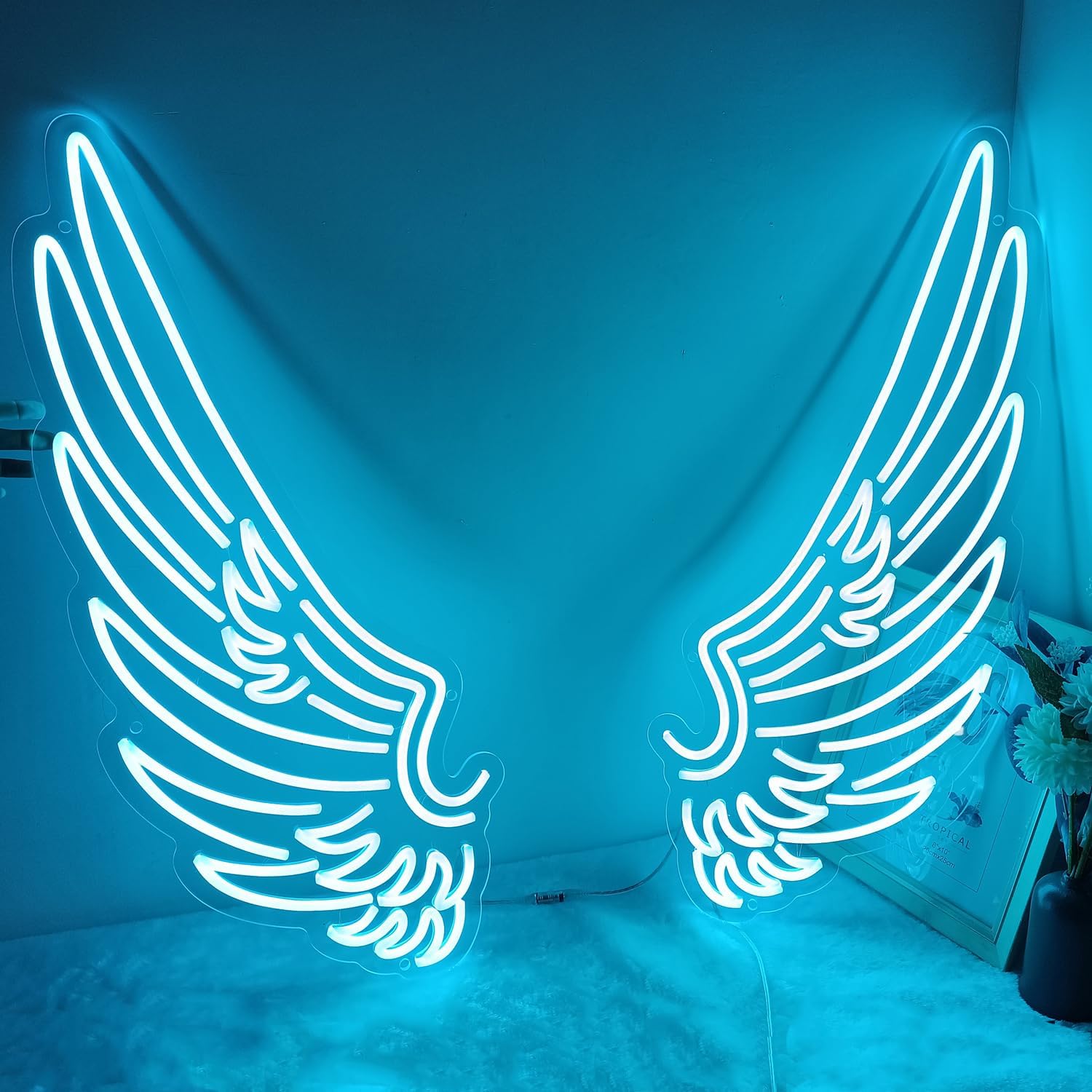 Angel Wings Neon Sign 2Pcs Light Up Led Signs for Wall Decor Custom LED Sign for Party, Bedroom, Bar, Wedding Size: 48.2 * 39.3 inches