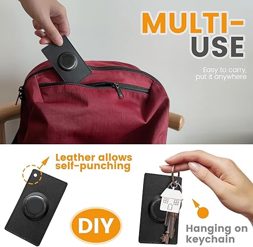 Miniatura 6 de Funda de piel para AirTag, 2 unidades, para Apple AirTag, compatible con AirTag, compatible con carteras de hombres y mujeres para evitar pérdidas,