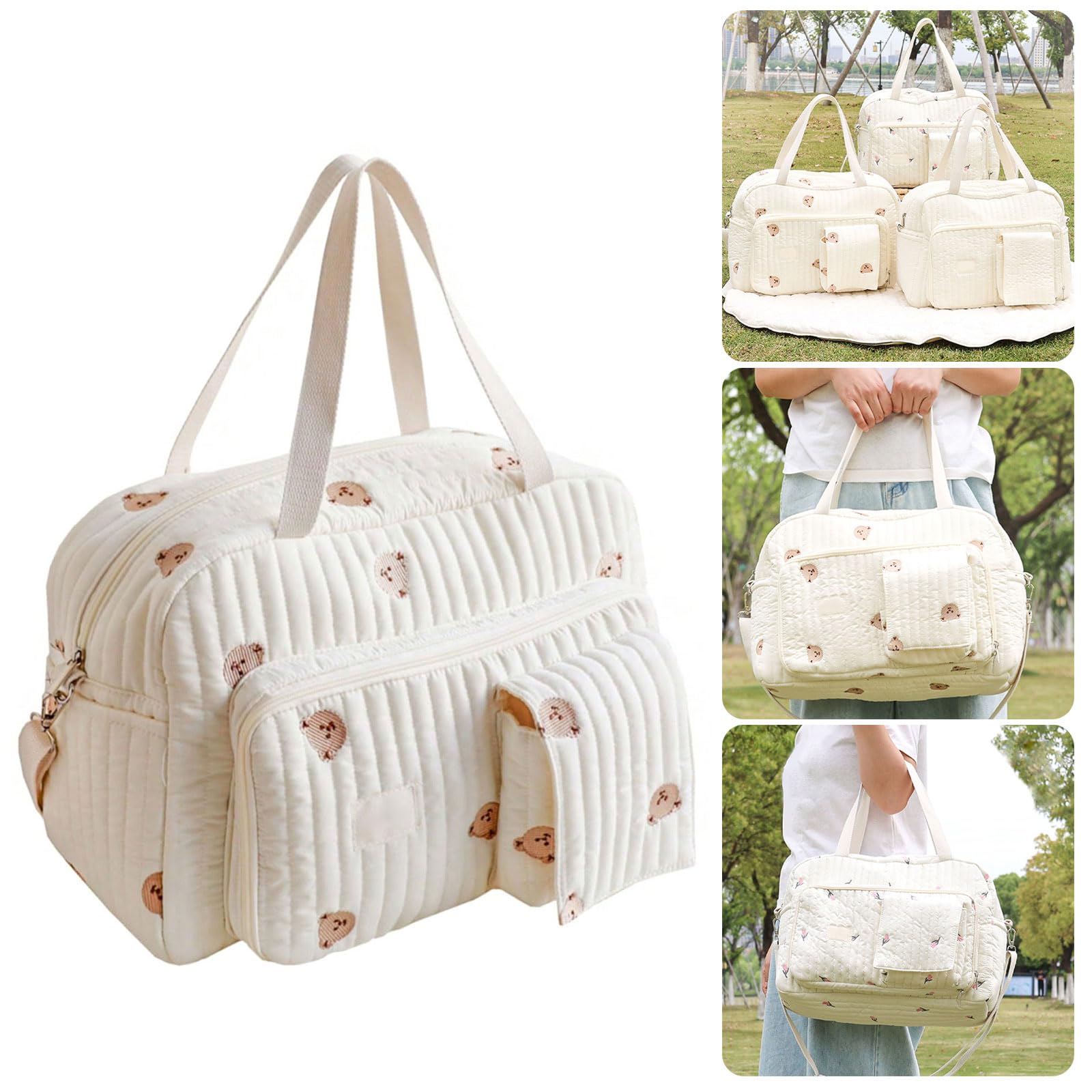 Bolsa de almacenamiento multifuncional, resistente al desgaste, organizador de pañales con bonito patrón de dibujos animados para madres que viajan