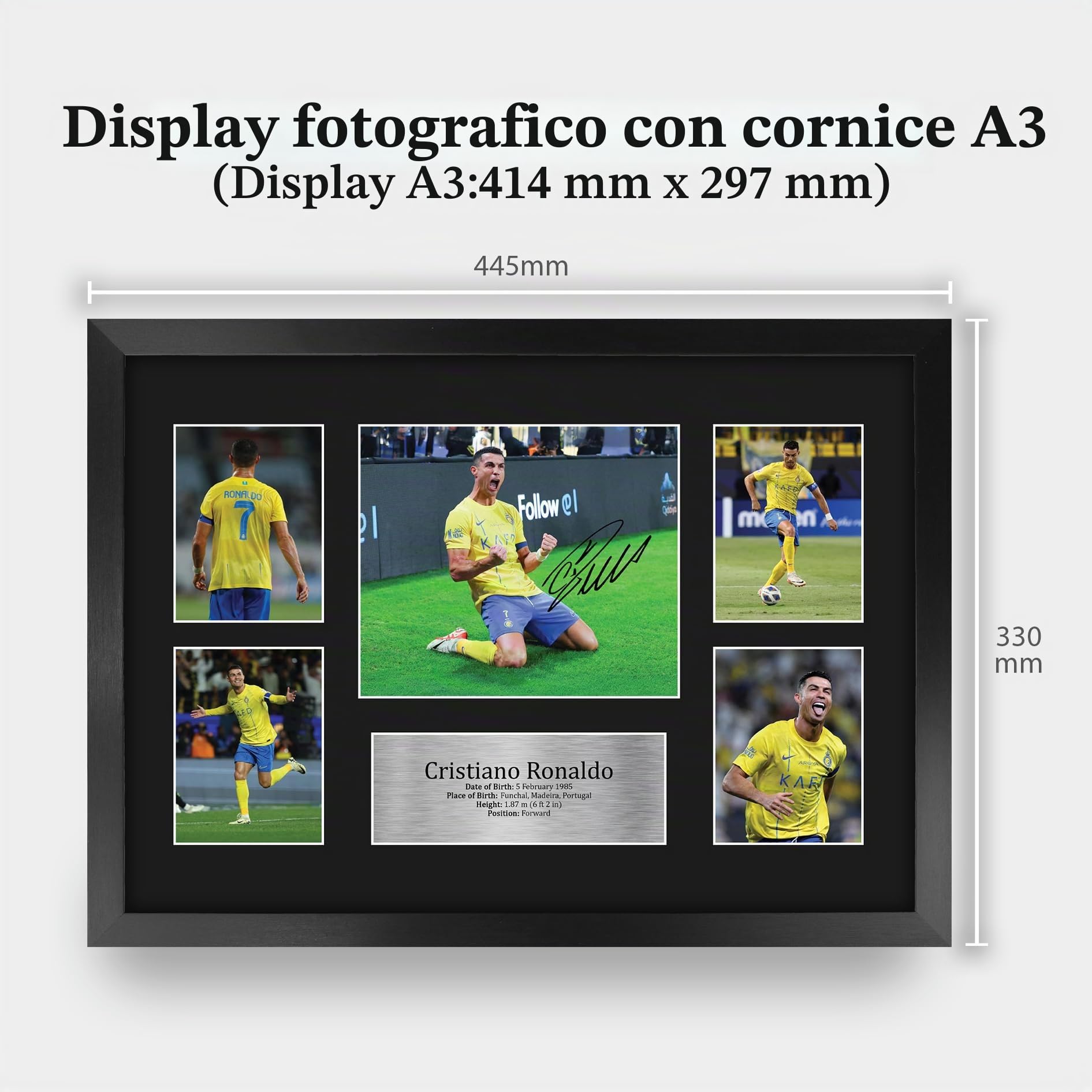 HWC Trading FR A3 Cristiano Ronaldo Al Nassr Memorabilia Stampati Autografo Firmato Esposizione Della Fotografia Per Gli Appassionati Di Calcio E Sostenitori - A3 Incorniciato