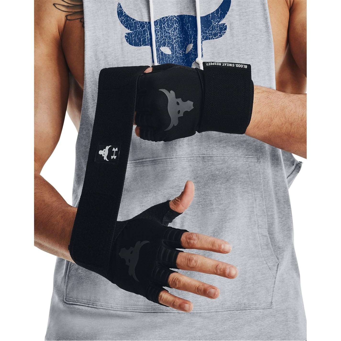 Under Armour Uni Project Rock Trainingshandschuhe, Erwachsene, Black/Summit XL, Schwarz/Summit, XL Fashion