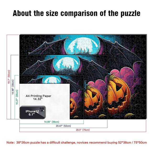 Foto 4 de 7 de Puzzle para niños, calabaza de murciélago, rompecabezas para adultos, 2000 piezas, 27,56 x 39,37 pulgadas