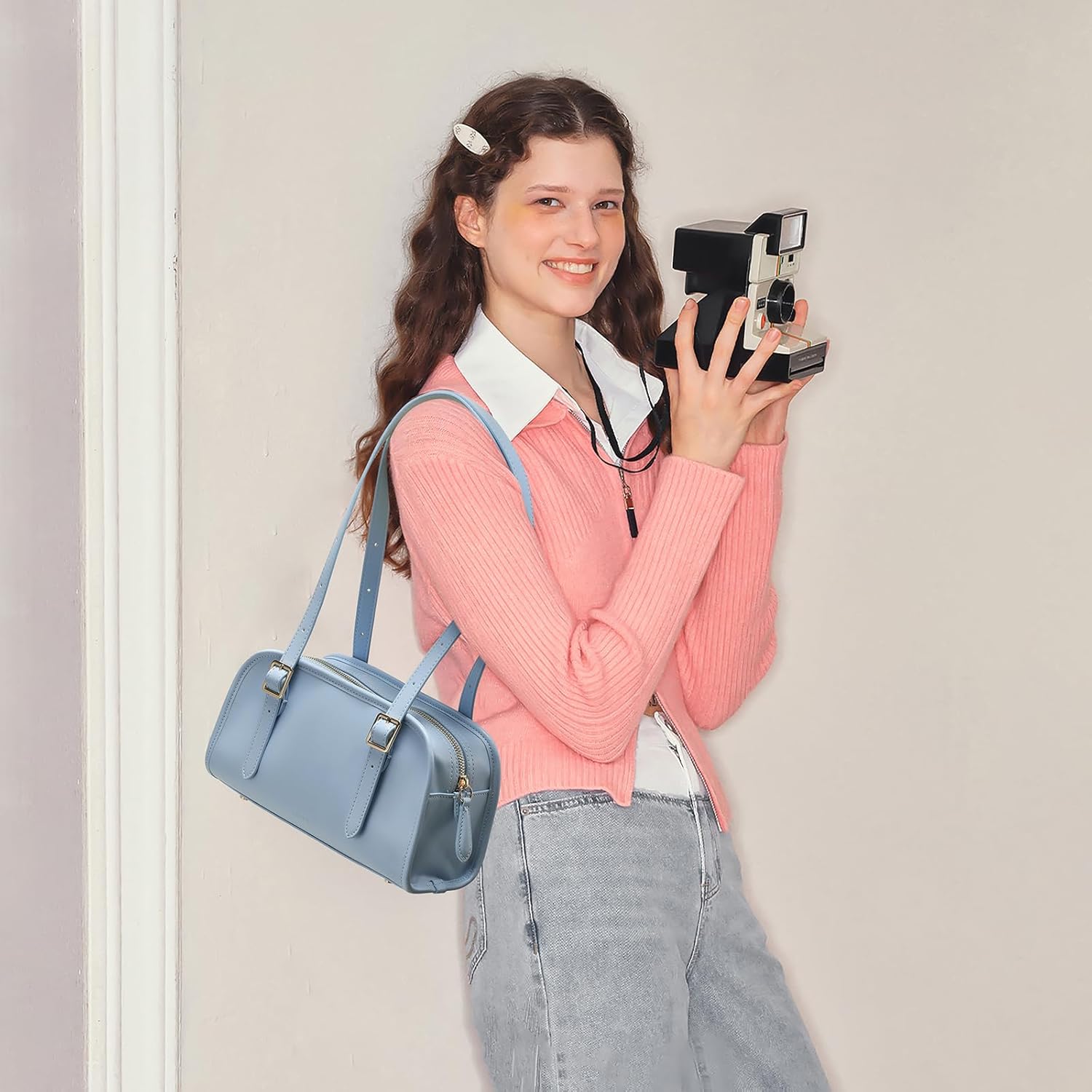 Keyli Swing Zip Shoulder Bag Fashion Purses for Women, Leather Shoulder Handbag Top-Handle Hobo Bags with Adjustable Strap - Image 3