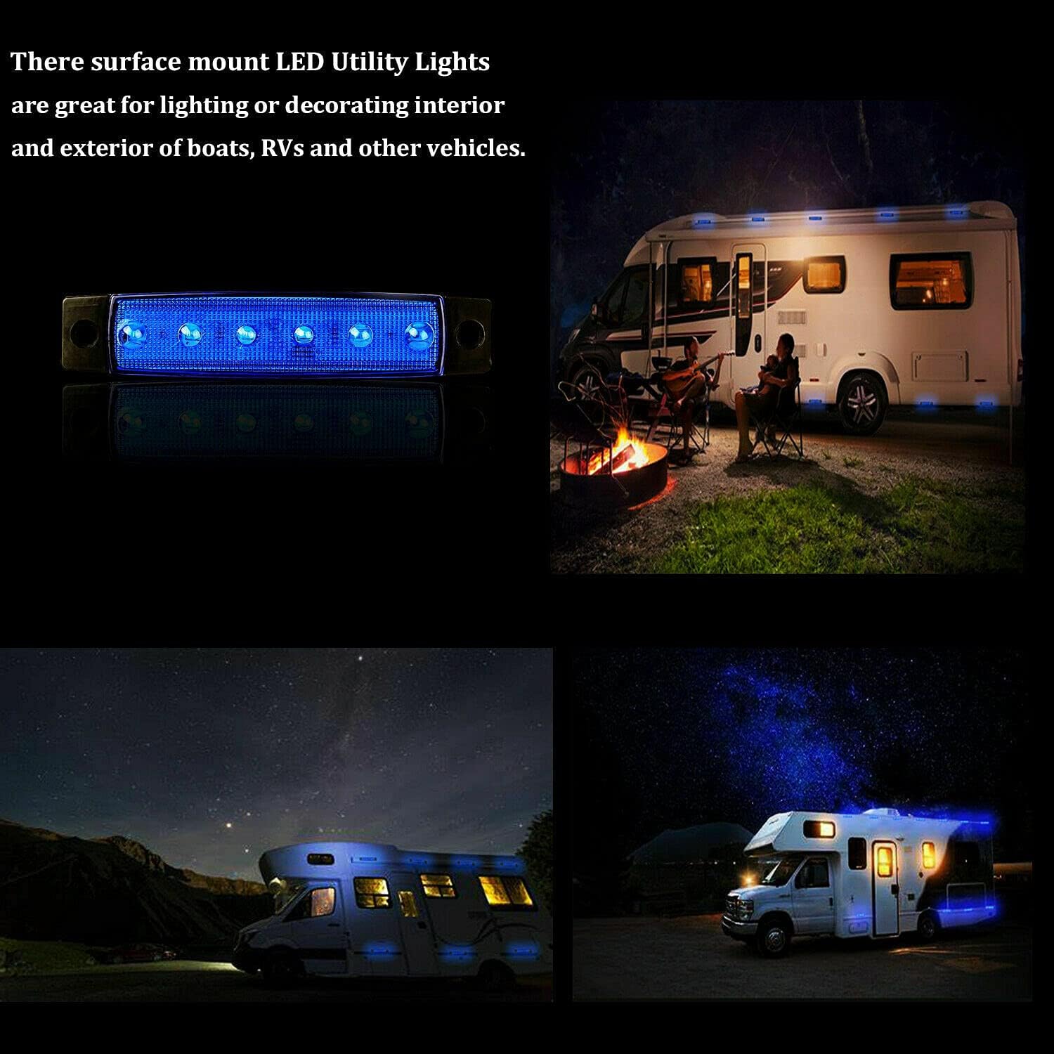 12PCS LED Rock Strip Lights:Car LED Lights Wheel Fender Exterior Underglow for Golf Cart Wrangler Offroad Truck Rv Utv ATV Snowmobile (Blue)