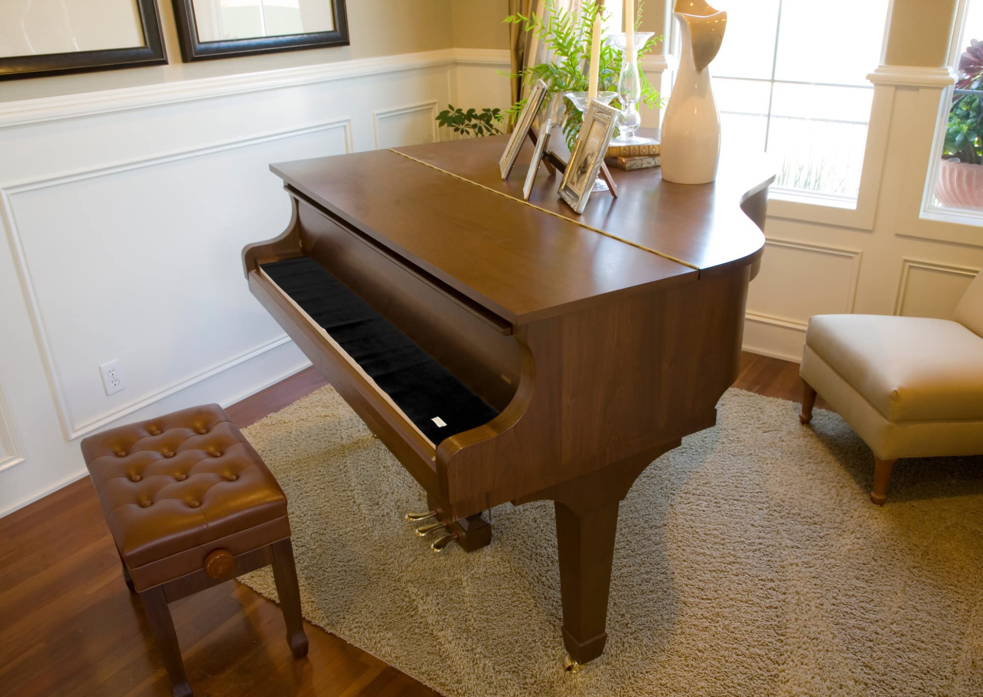 Tapis de Clavier Modèle “Kirstein” - Protection anti-poussière en feutre de haute qualité - Tapis pour piano, queue et piano numérique - Noir