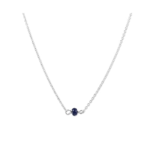Handmade Silver September Birthstone Choker Necklace, 14 Inches - Sapphire, Sterling Silver - Birthday Gift, Present for Girl, Woman, Friend,